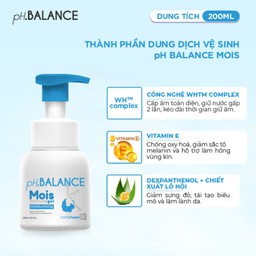 Gel Bọt pH Balance Mois Intimate dưỡng ẩm chuyên sâu, giảm khô hạn, cân bằng tự nhiên (Hộp 200ml)