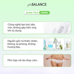 Gel bọt vệ sinh phụ nữ pH Balance Intimate Gel hỗ trợ kháng khuẩn, ngăn mùi khó chịu, tươi mát 24h (Chai 200 ml)