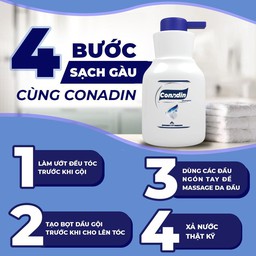 Dầu Gội Conadin Shampoo Giảm Gàu, Giảm Nấm, Ngứa Da Đầu, Rụng Tóc Hiệu Quả (Chai 285ml)