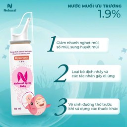 Xịt Mũi Nebusal Spray Baby 1.9% hỗ trợ giảm nghẹt mũi cho bé (Lọ 50ml)