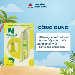 Dung Dịch Nhỏ Mũi Ưu Trương Nebusal Drops 3% Giảm Nghẹt Mũi, Thông Thoáng Nhanh (Lọ 10ml)