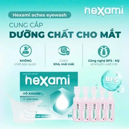Dung dịch rửa mắt Hexami Aches Eyewash vô khuẩn công nghệ BFS giúp làm dịu, sạch sâu và bảo vệ mắt (20 Ống x 10ml)