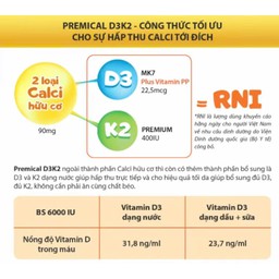 Dung dịch uống Premical D3K2 bổ sung canxi, vitamin D3K2 phòng loãng xương hiệu quả (Hộp 4 vỉ x 5 ống 10ml) - thumbnail 3