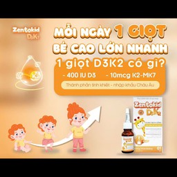 Siro Zentokid D3K2 hỗ trợ hấp thu canxi và phát triển xương cho trẻ nhỏ