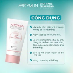 Kem Chống Nắng Aricamun Suncream SPF50+ Kiềm Dầu, Nâng Tone Và Bảo Vệ Da (50g)