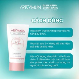 Kem Chống Nắng Aricamun Suncream SPF50+ Kiềm Dầu, Nâng Tone Và Bảo Vệ Da (50g)