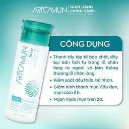 Nước cân bằng da Aricamun Toner Cân Bằng pH, Sạch Sâu, Dưỡng Ẩm (145ml)