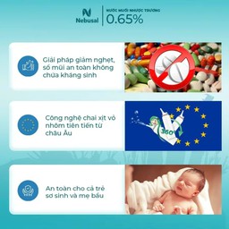 Xịt mũi Nebusal Spray 0.65% làm sạch và giảm nghẹt mũi dịu nhẹ