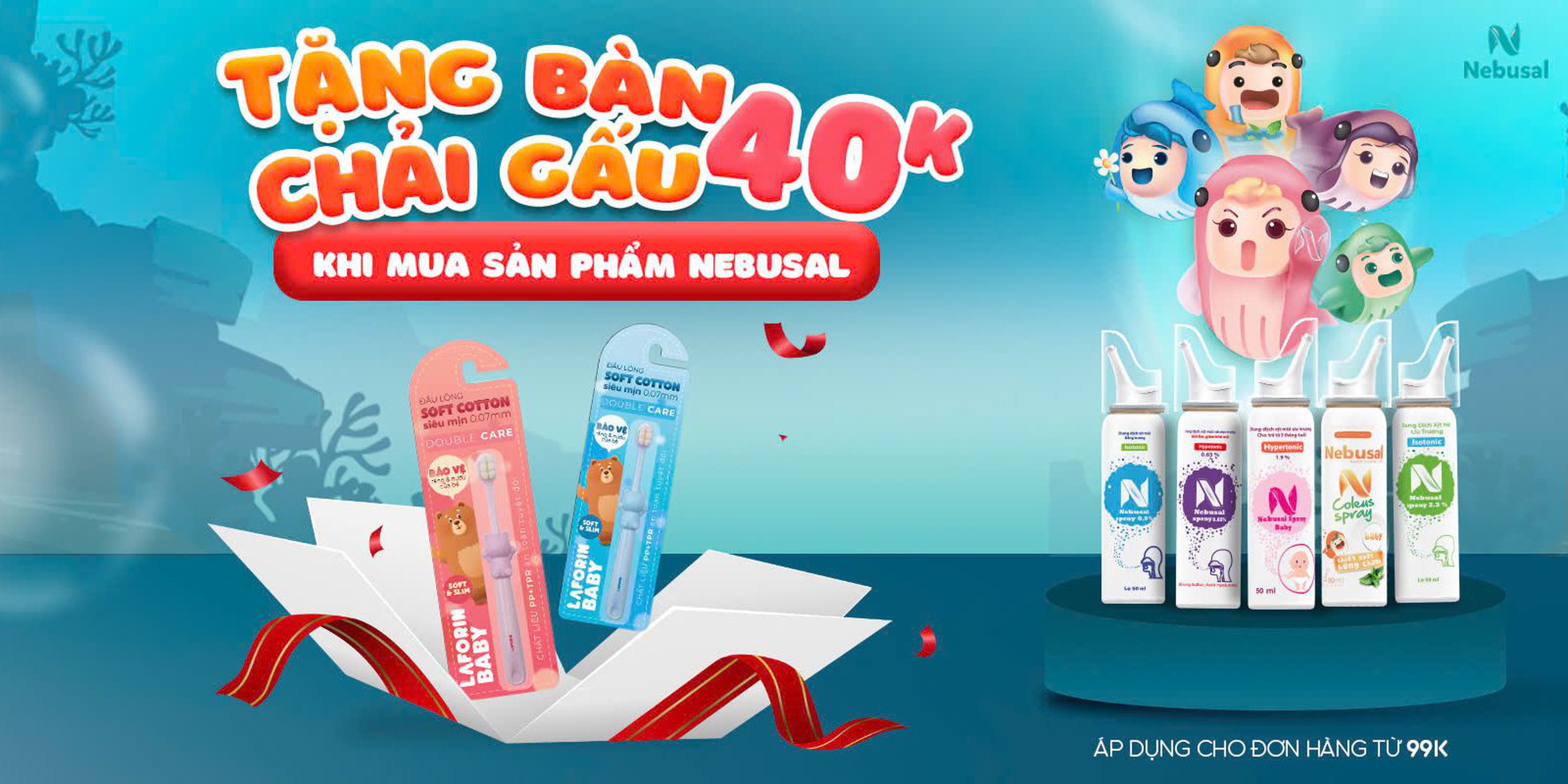 Mua Nebusal tặng bàn chải gấu đáng yêu