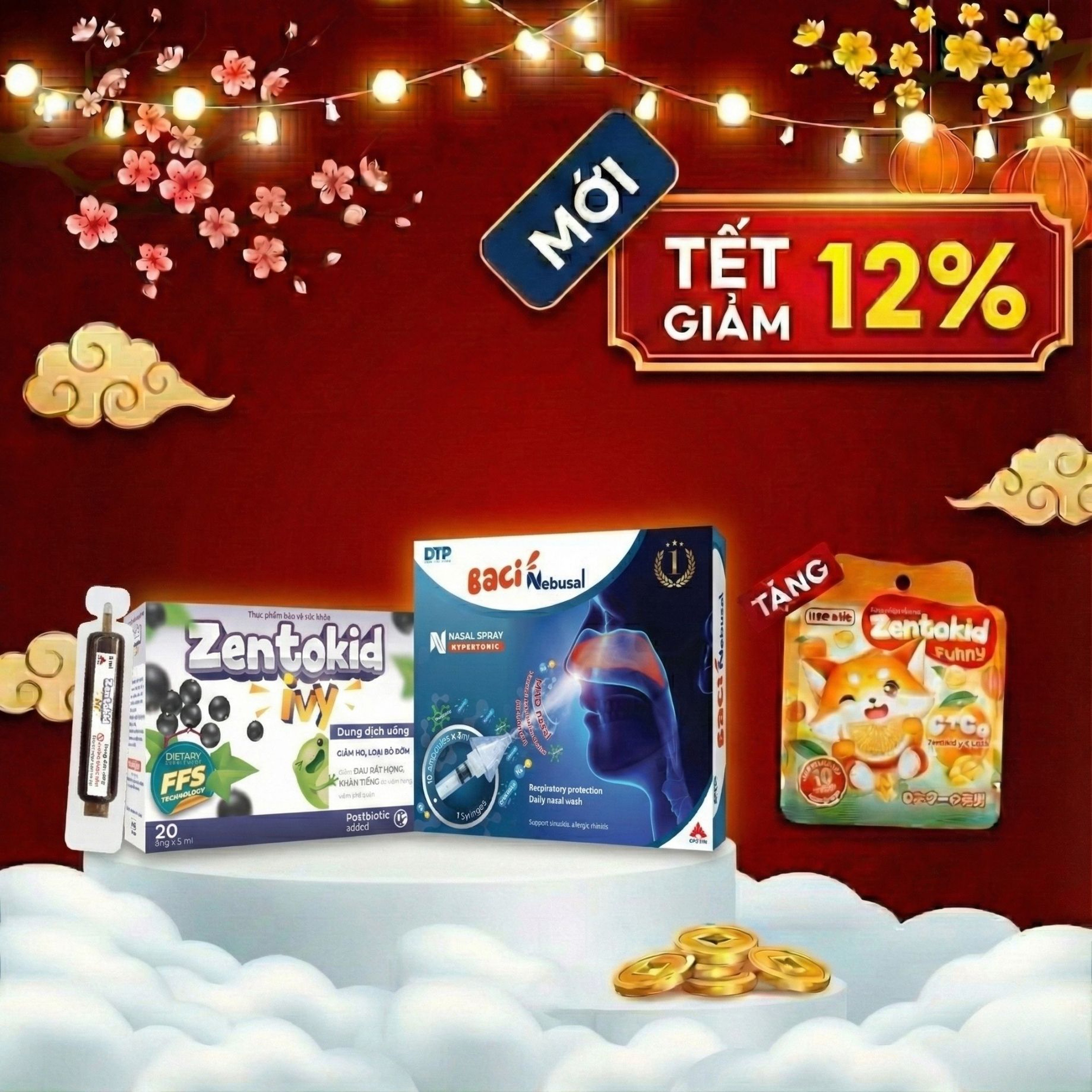 [Combo Lá Chắn Kép] Sạch Mũi, Êm Họng: Baci Nebusal - Zentokid Ivy