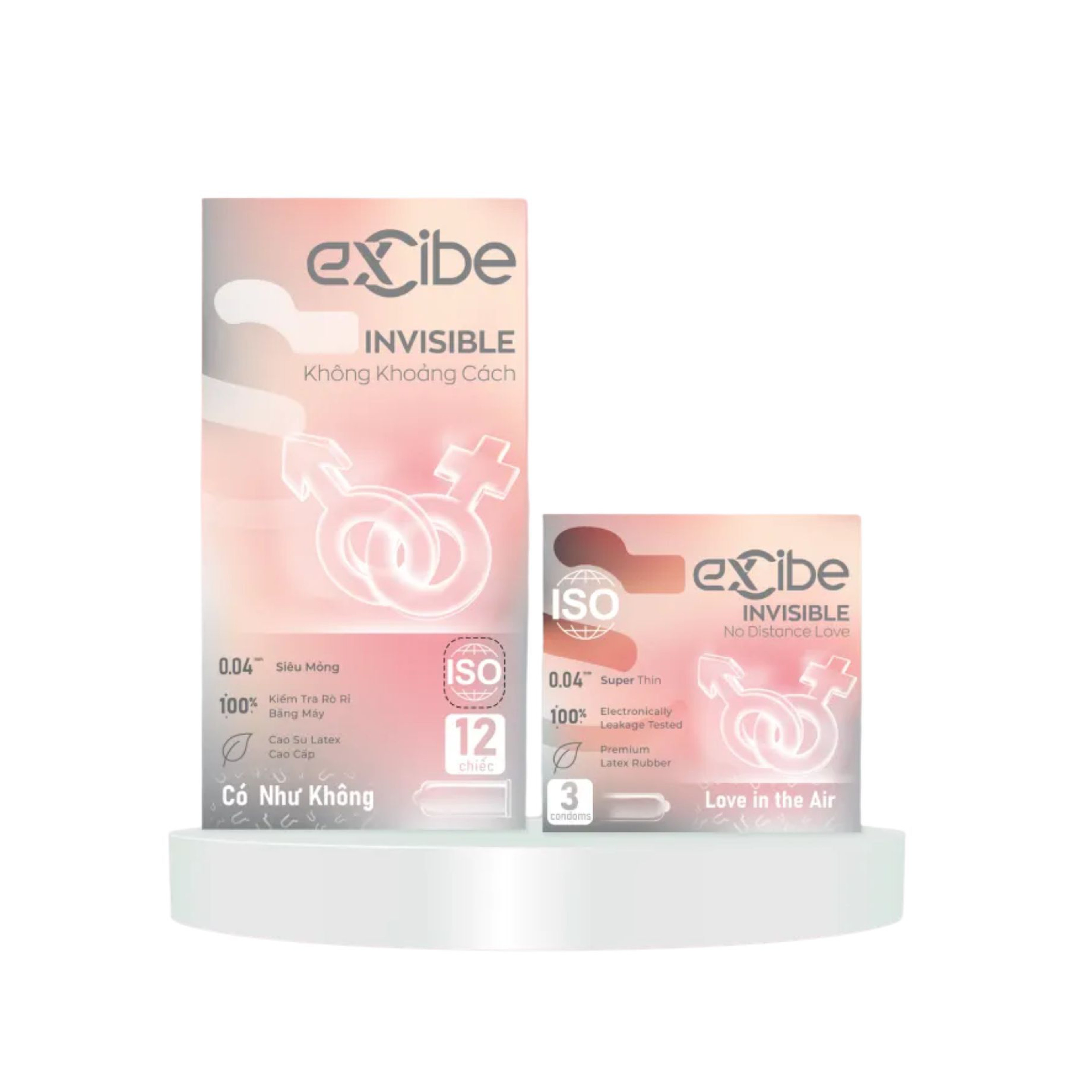 Bao cao su Excibe Invisible siêu mỏng, an toàn (Hộp 3 cái)