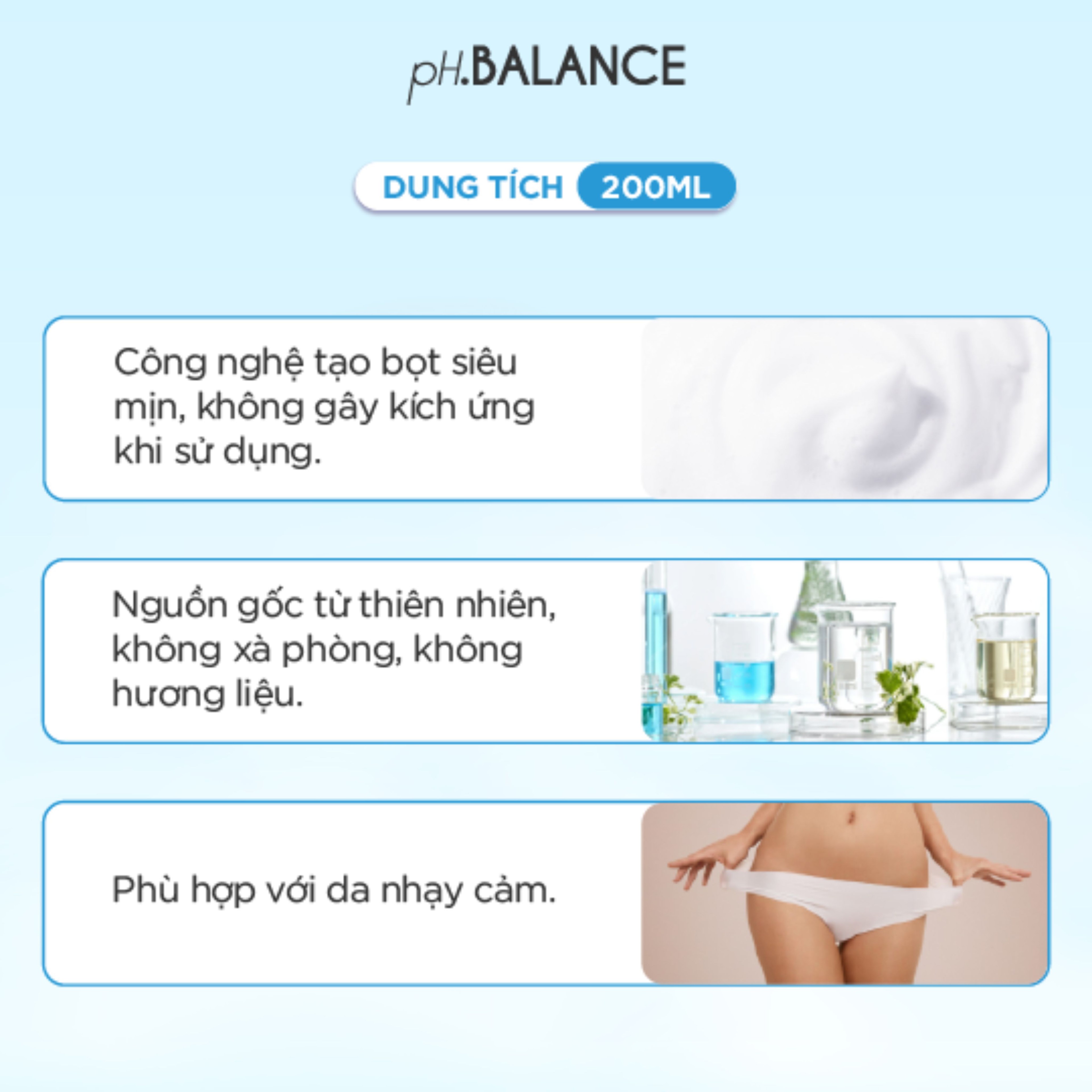 Gel Bọt pH Balance Mois Intimate dưỡng ẩm chuyên sâu, giảm khô hạn, cân bằng tự nhiên (Hộp 200ml)