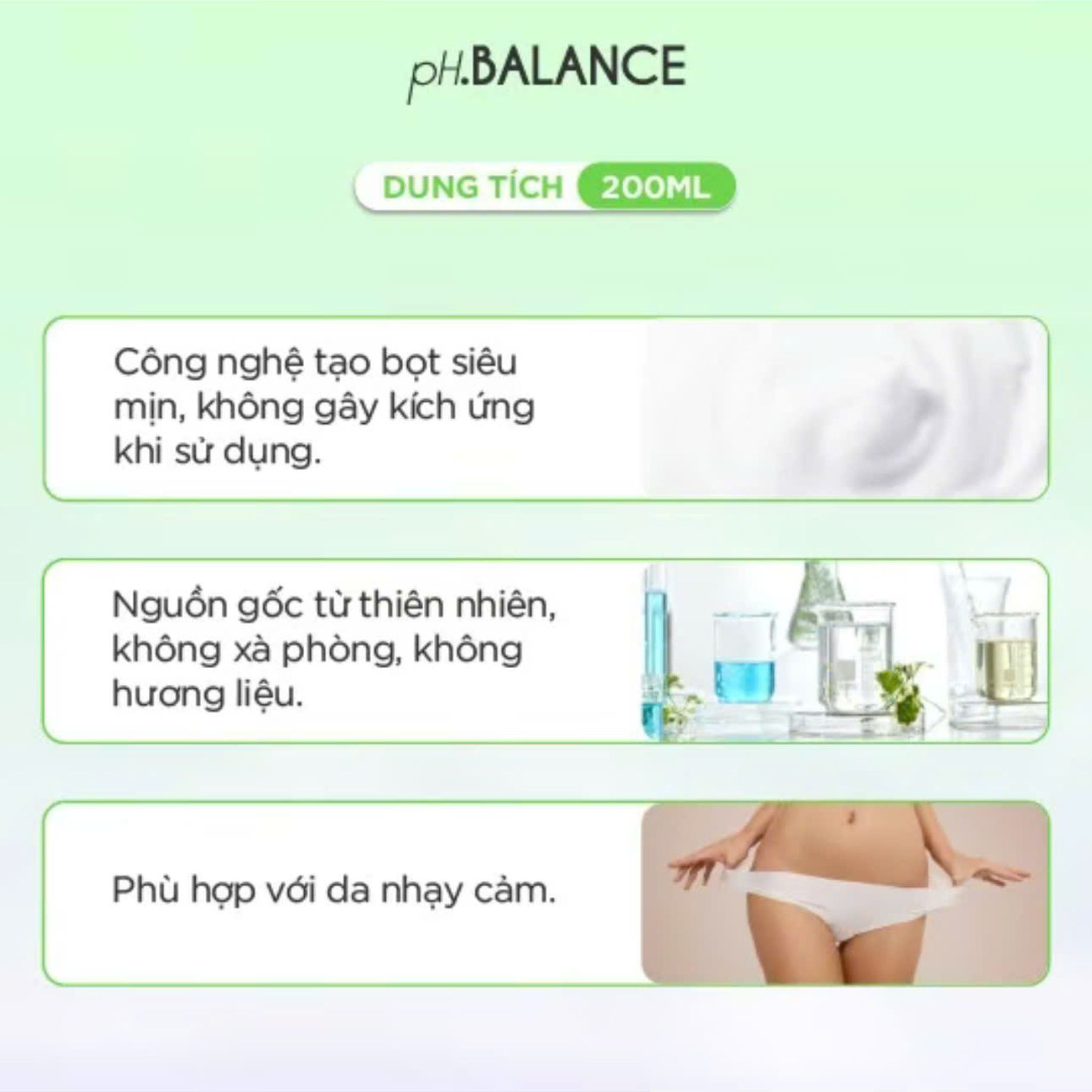 Bọt Vệ Sinh Vùng Kín pH Balance Intimate Gel Kháng Khuẩn Tự Nhiên, Ngăn Mùi Suốt 24H Cho Vùng Kín (Chai 200 ml)