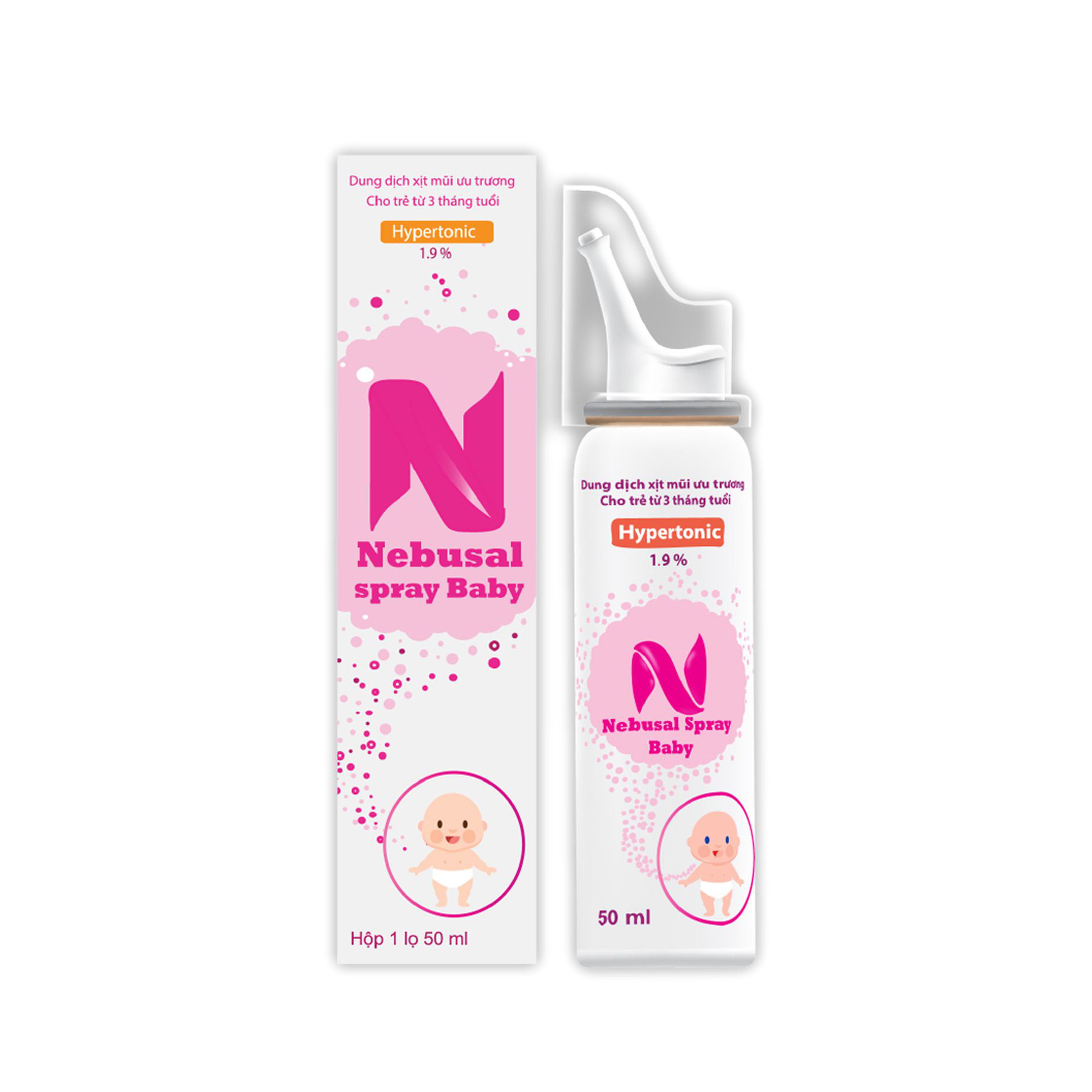 Xịt Mũi Nebusal Spray Baby 1.9% Hỗ Trợ Giảm Nghẹt Mũi, Làm Thông Mũi Cho Bé (Lọ 50ml)