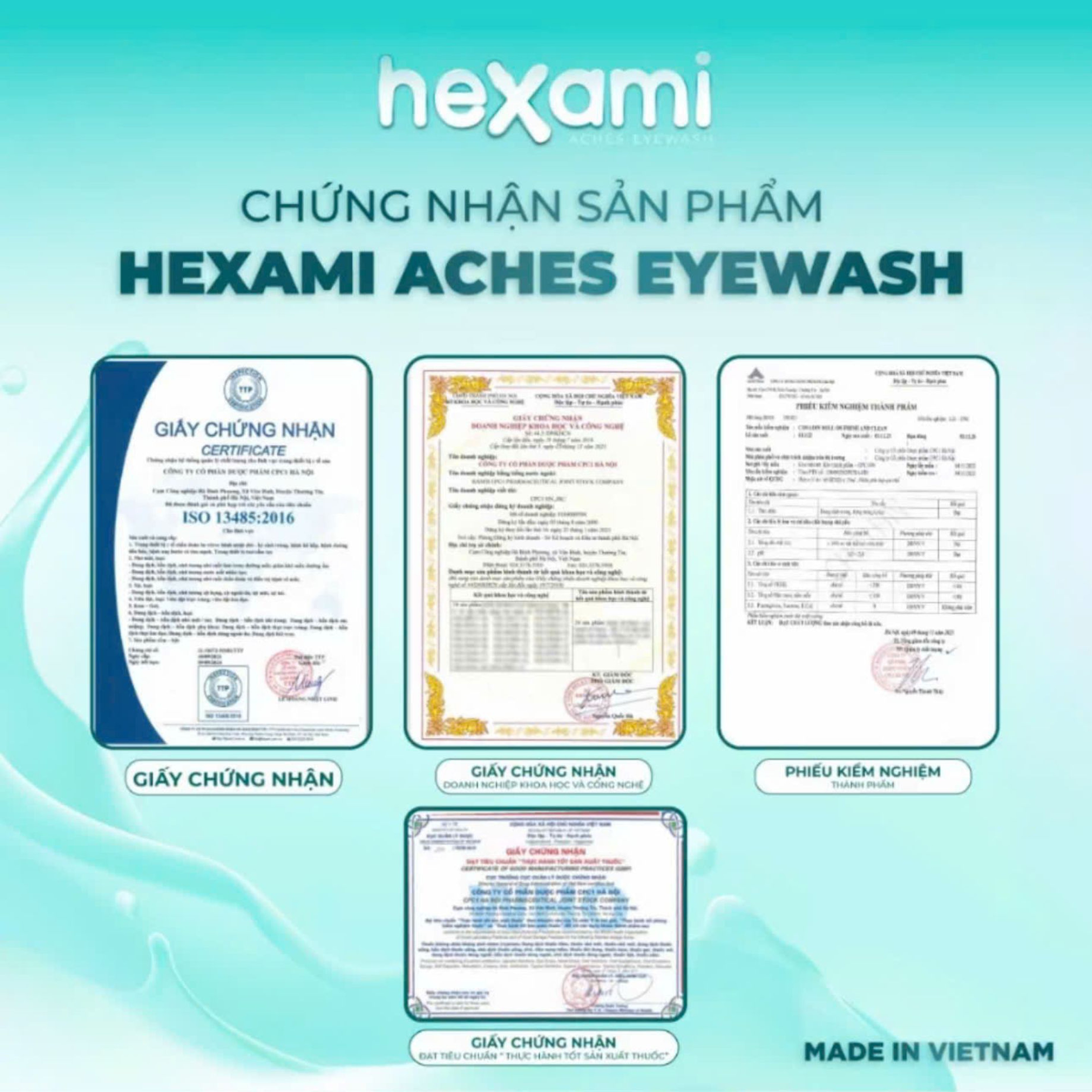 Dung dịch rửa mắt Hexami Aches Eyewash vô khuẩn công nghệ BFS giúp làm dịu, sạch sâu và bảo vệ mắt (20 Ống x 10ml)