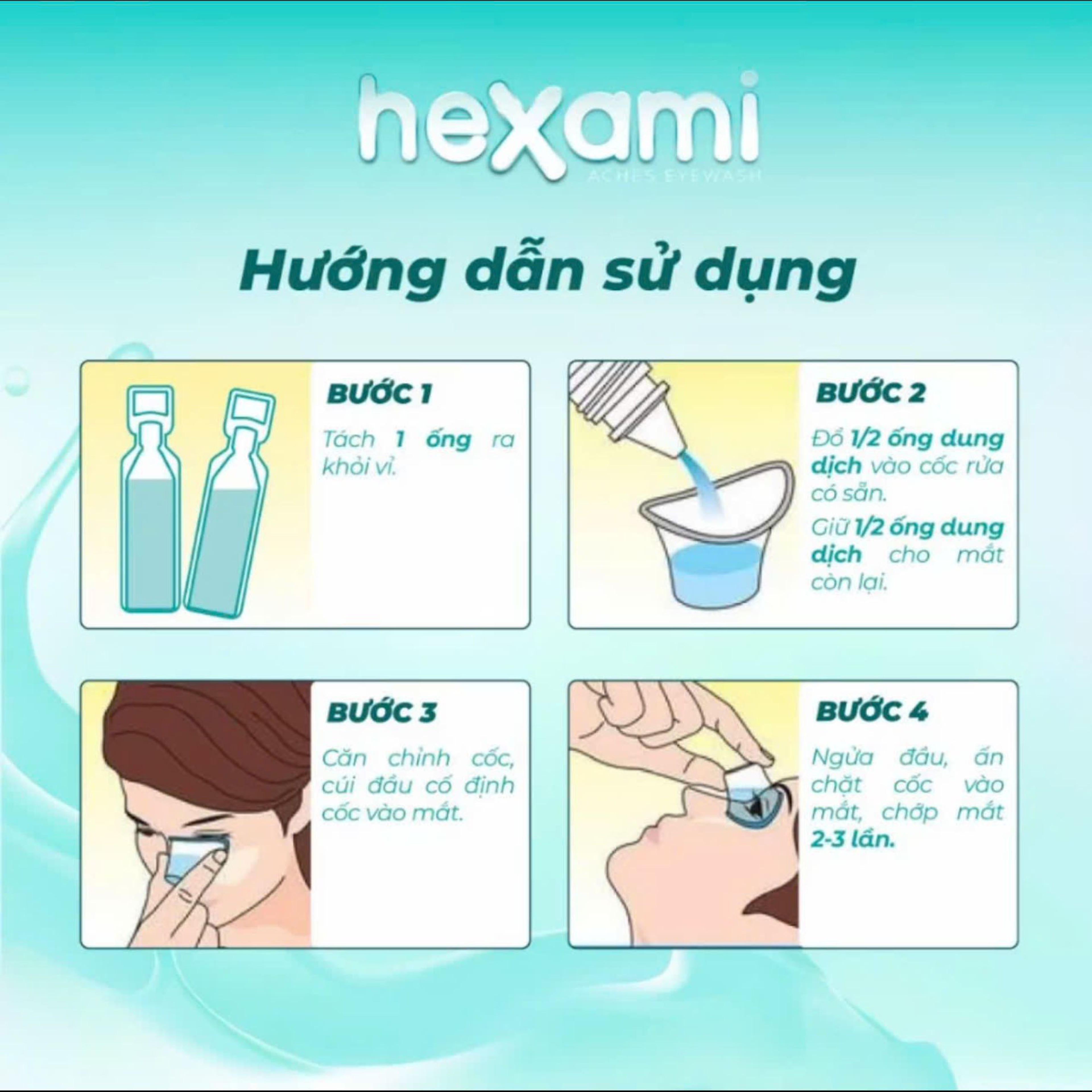 Dung dịch rửa mắt Hexami Aches Eyewash vô khuẩn công nghệ BFS giúp làm dịu, sạch sâu và bảo vệ mắt (20 Ống x 10ml)