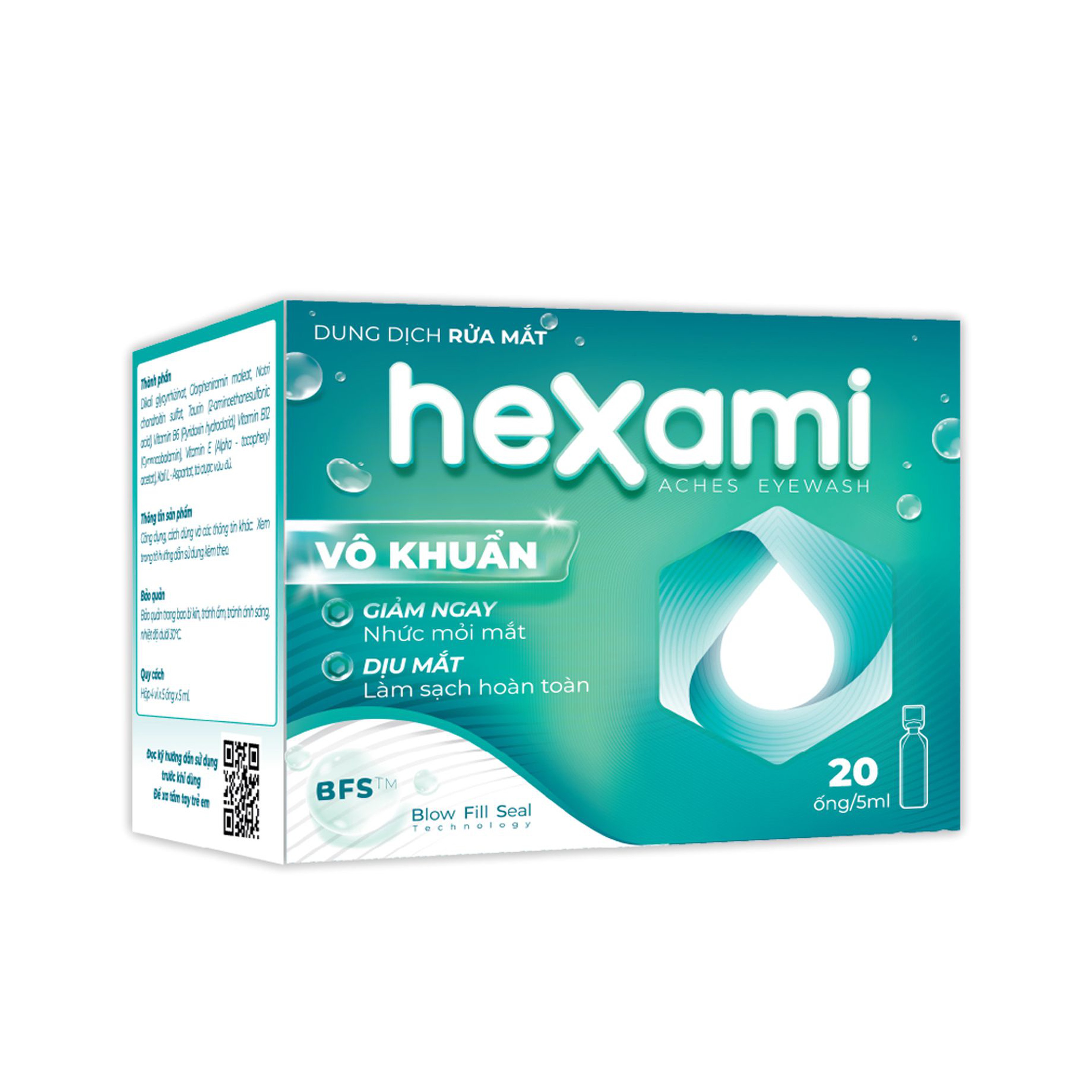 Dung dịch rửa mắt Hexami Aches Eyewash - Dung Dịch Rửa Mắt Giảm Mỏi Mắt & Làm Dịu Tức Thì (20 Ống x 10ml)