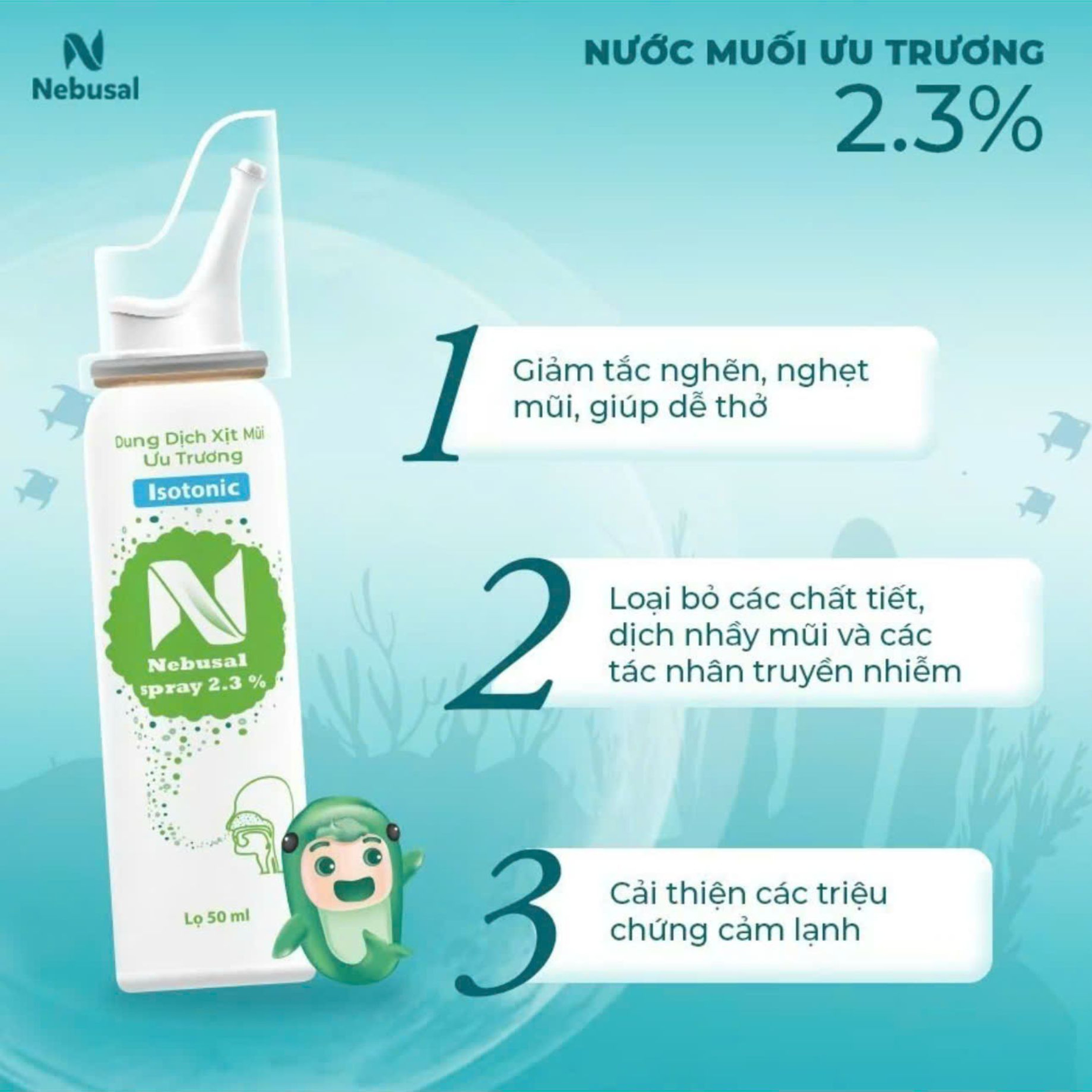 Dung dịch xịt mũi Nebusal spray 2.3% an toàn, hiệu quả