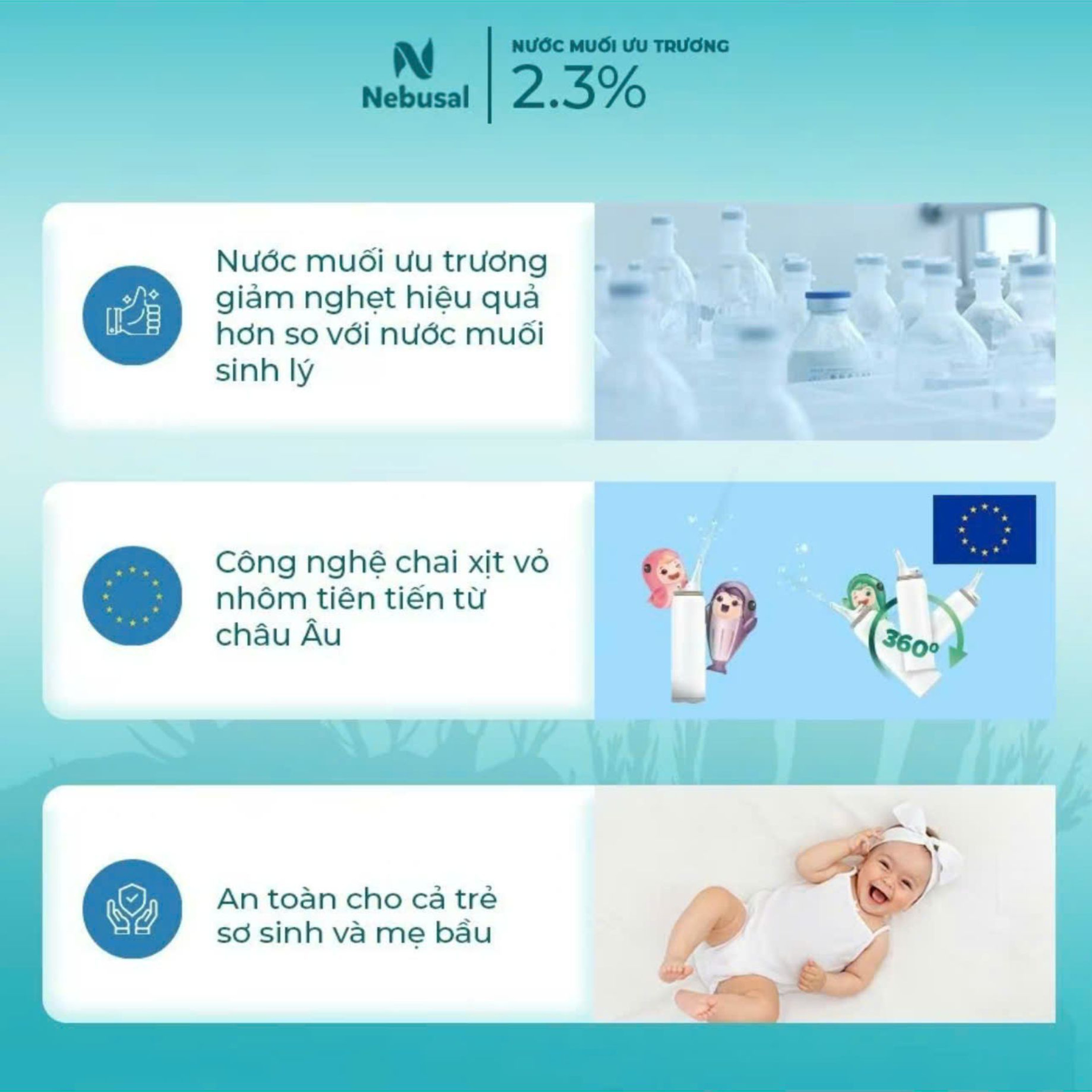 Dung dịch xịt mũi Nebusal spray 2.3% an toàn, hiệu quả