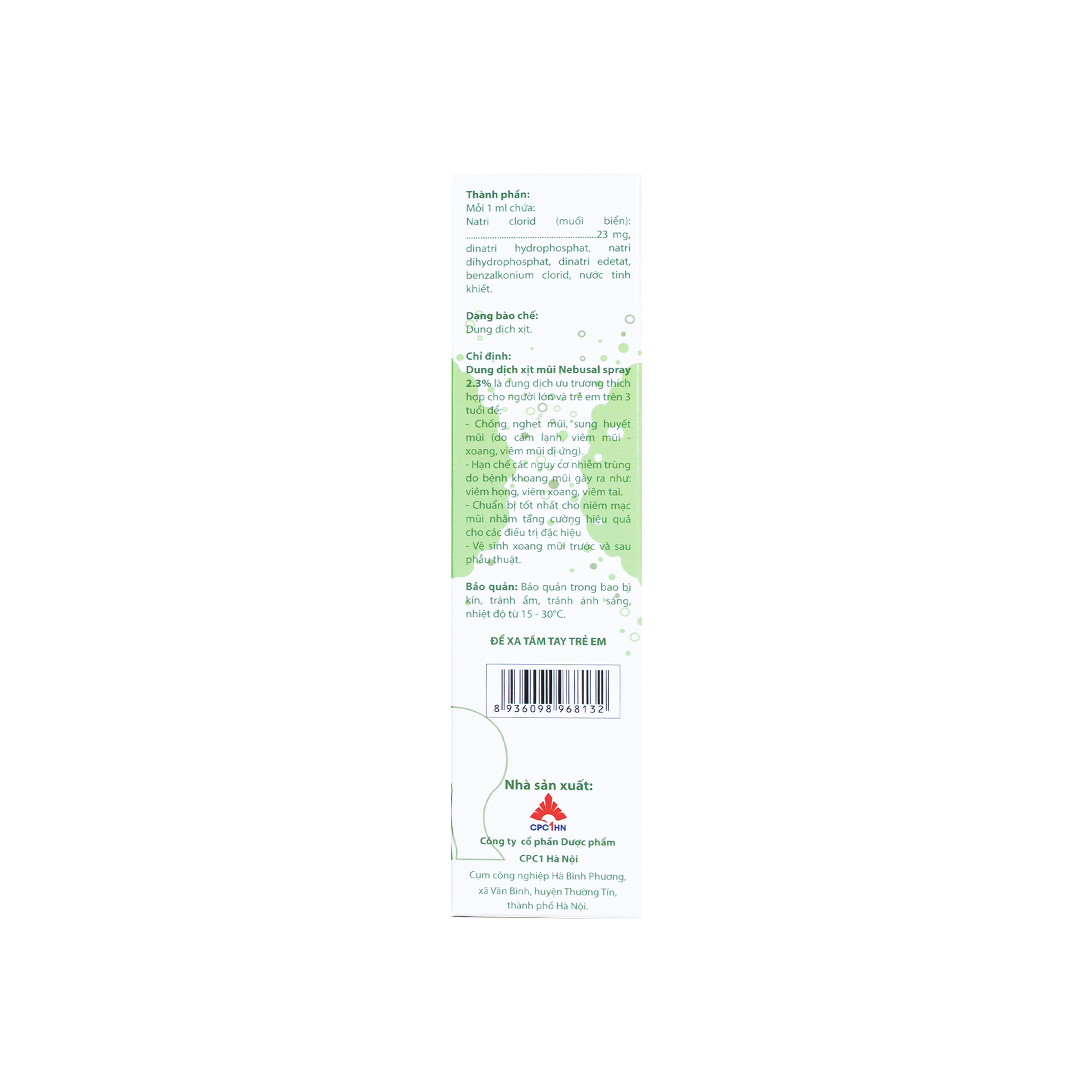Xịt Mũi Nebusal 2.3% Giảm Nghẹt Mũi, Sổ Mũi Ở Trẻ Em Trên 3 Tuổi Và Người Lớn (Chai 50 ml)