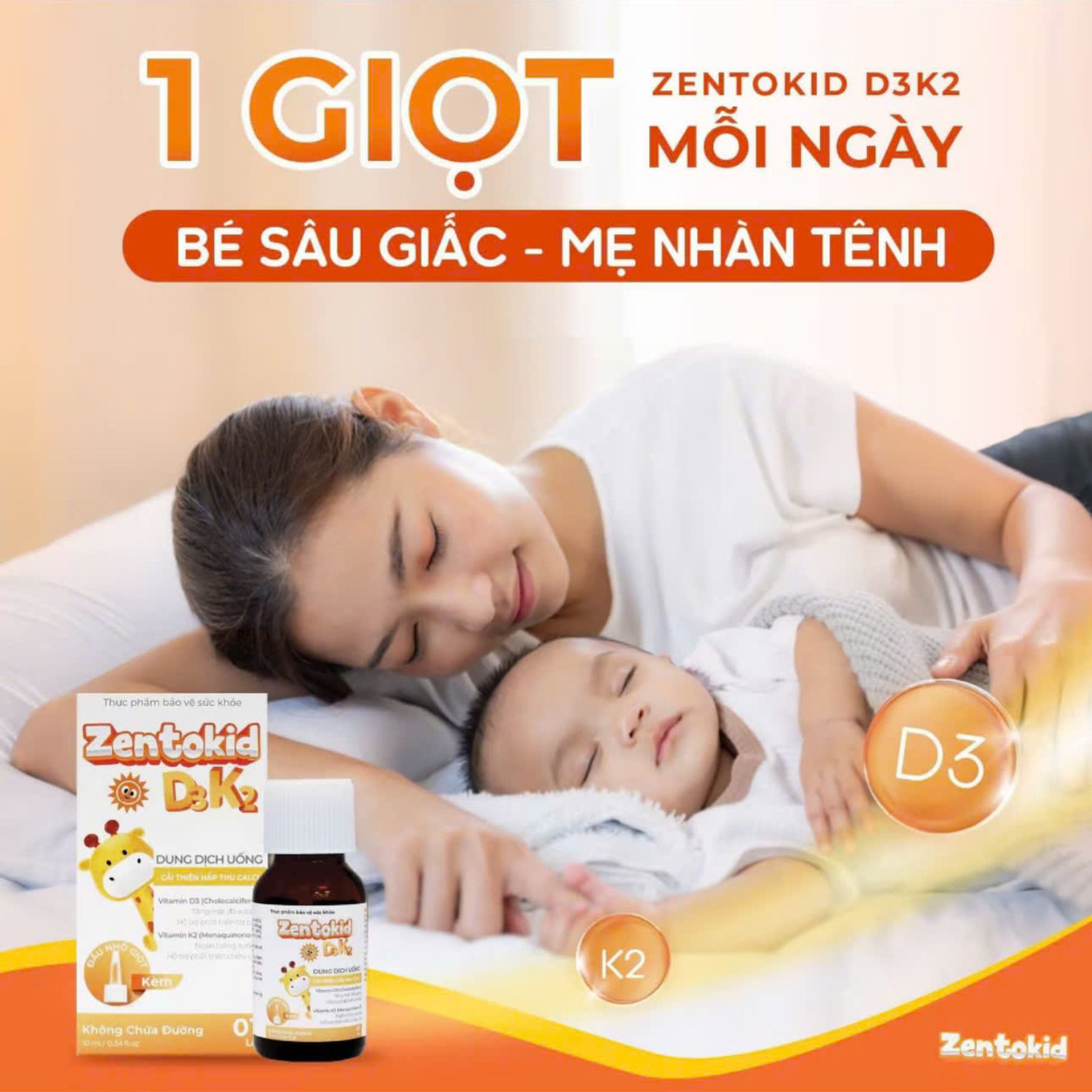 Siro Zentokid D3K2 hỗ trợ hấp thu canxi và phát triển xương cho trẻ nhỏ
