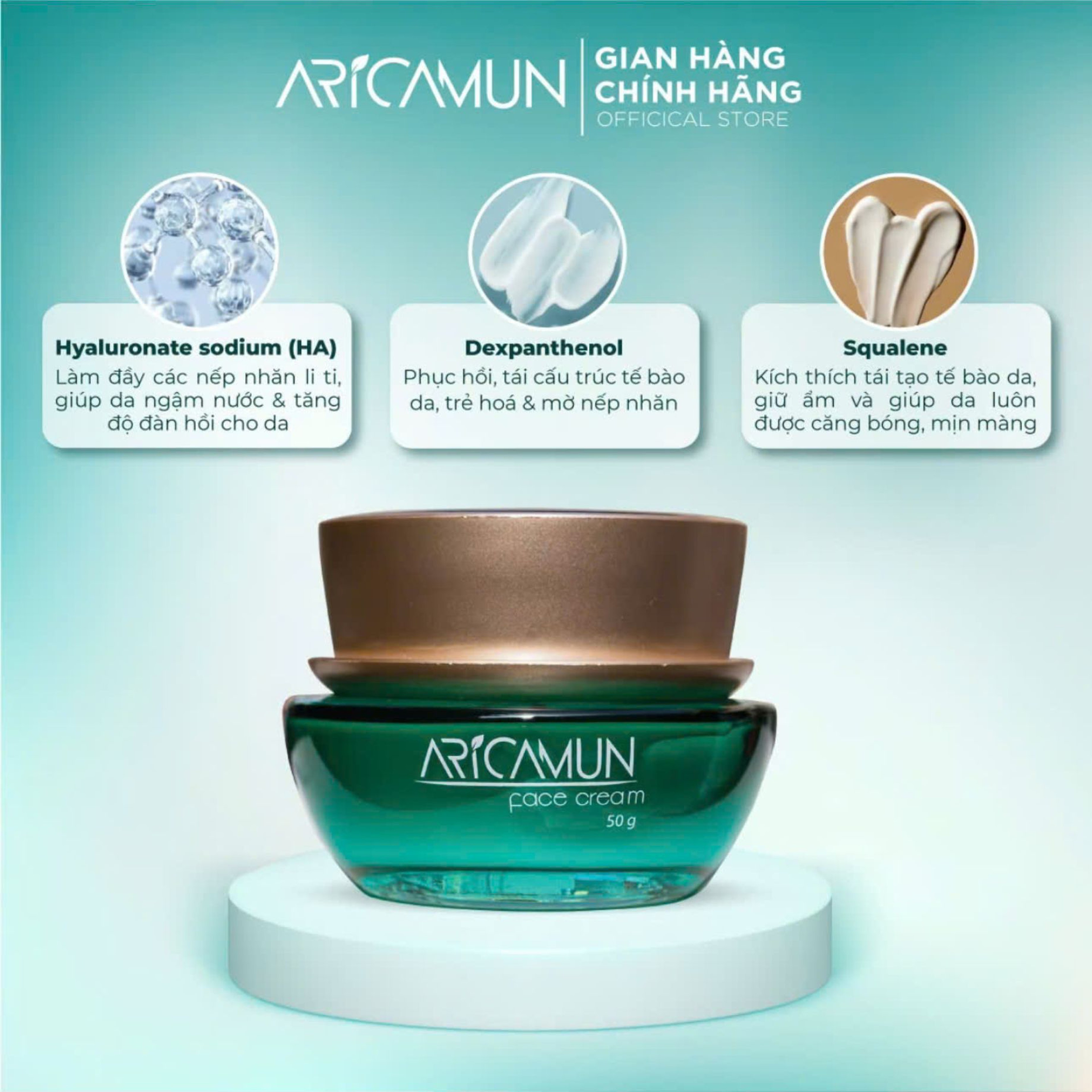 Kem Dưỡng Ẩm Chuyên Sâu Aricamun Cho Da Khô, Chống Lão Hóa (Hộp 1 lọ 50g)