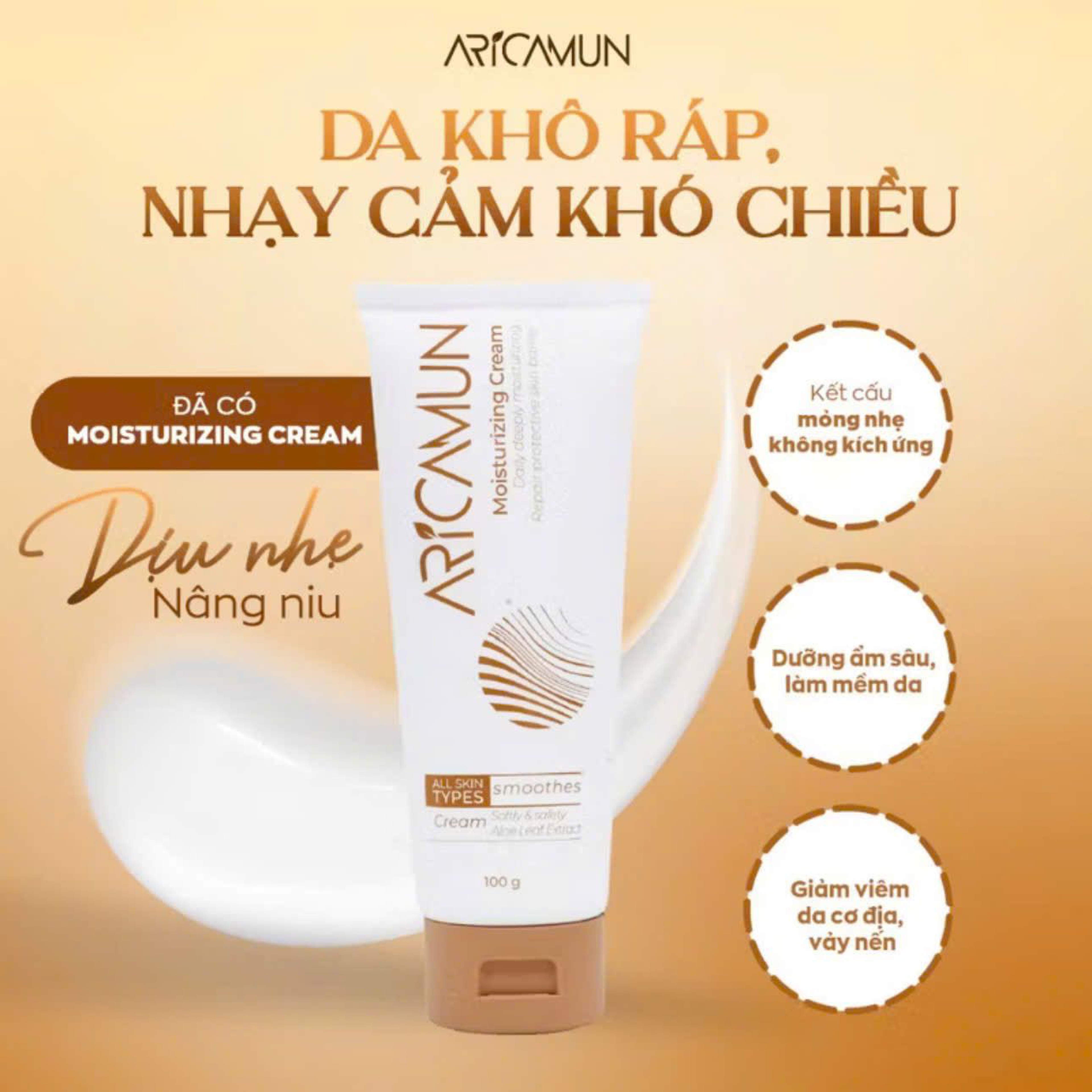 Kem Dưỡng Ẩm Aricamun Moisturizing Cream Giảm Triệu Chứng Chàm Sữa, Viêm Da Cơ Địa Cho Trẻ Sơ Sinh (Tuýp 100g)