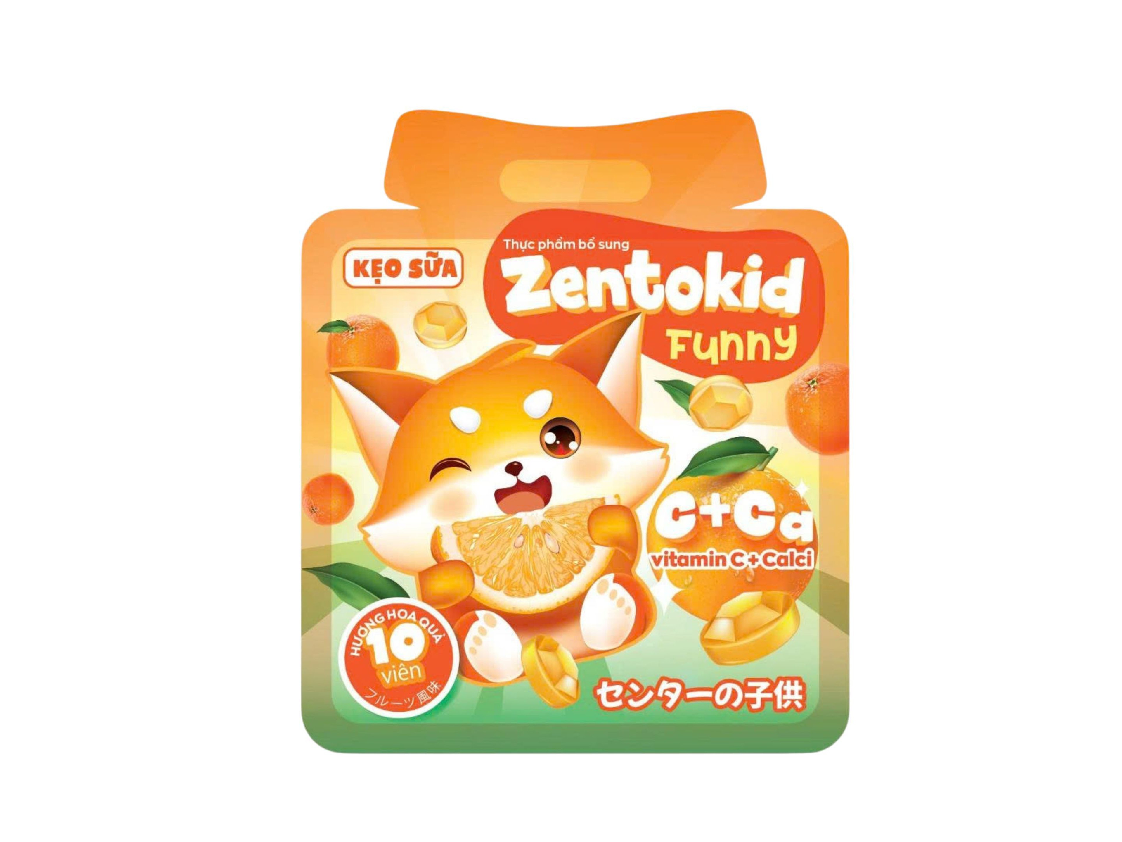 Kẹo Sữa Zentokid Funny Hương Cam Bổ Sung Vitamin C & Khoáng Chất Cho Bé