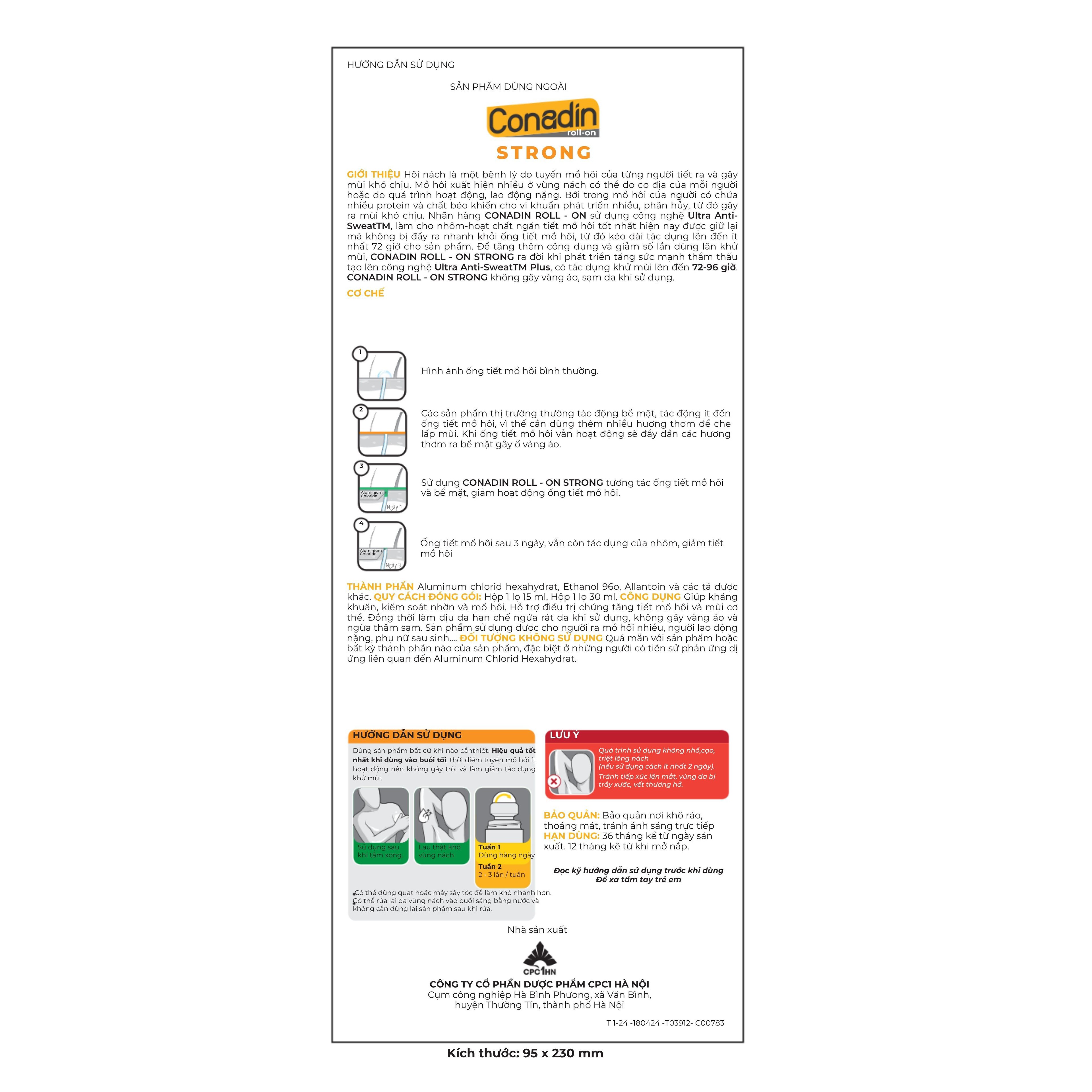 [Phiên bản cải tiến] Lăn Khử Mùi Conadin Roll-on Strong Kiểm Soát Mùi Và Mồ Hôi Chuyên Sâu (Lọ 15ml)