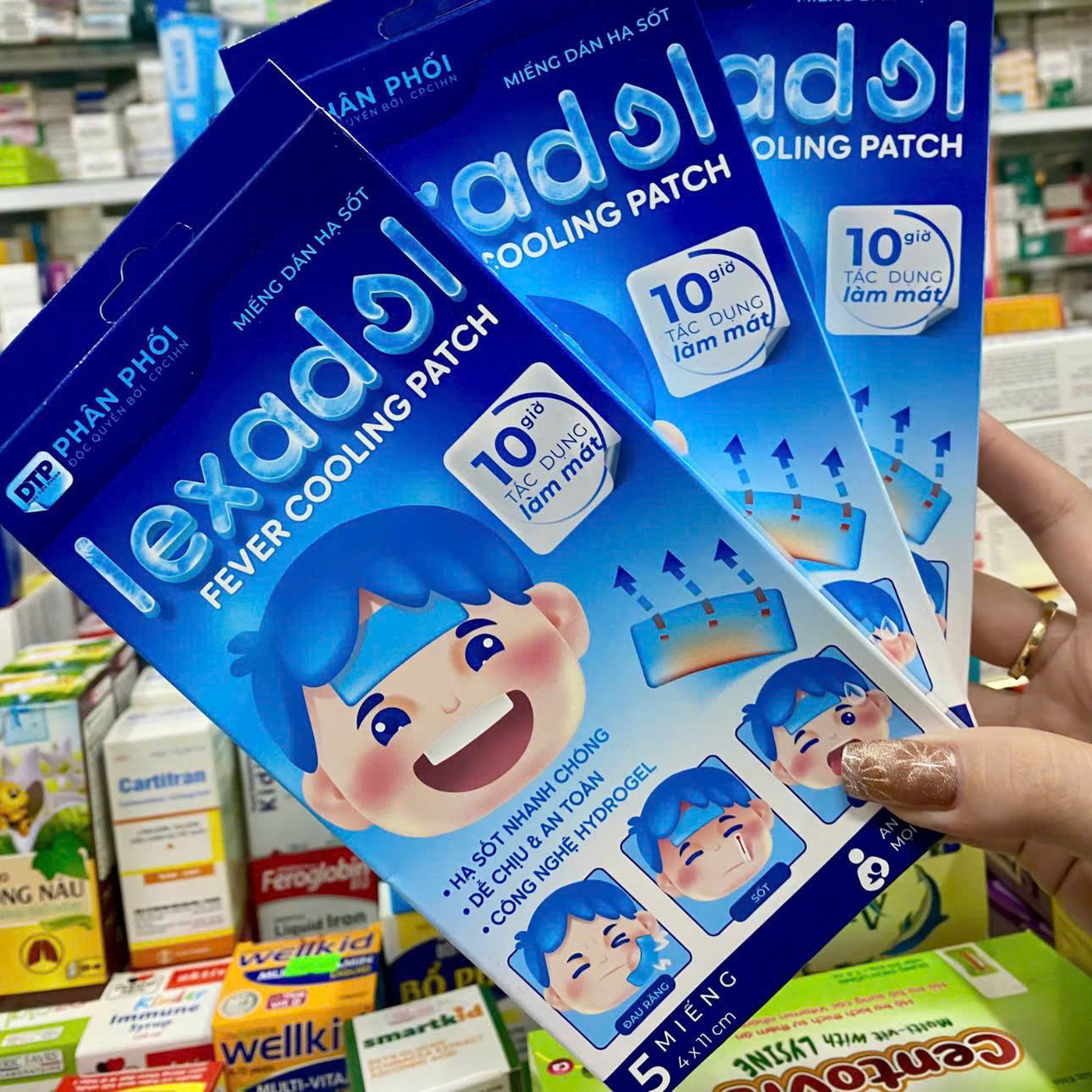 Miếng Dán Hạ Sốt Lexadol Tác Dụng Lên Đến 10h, Công Nghệ Hydrogel Giúp Bé Hạ Sốt Nhanh, An Toàn (Hộp 5 miếng)