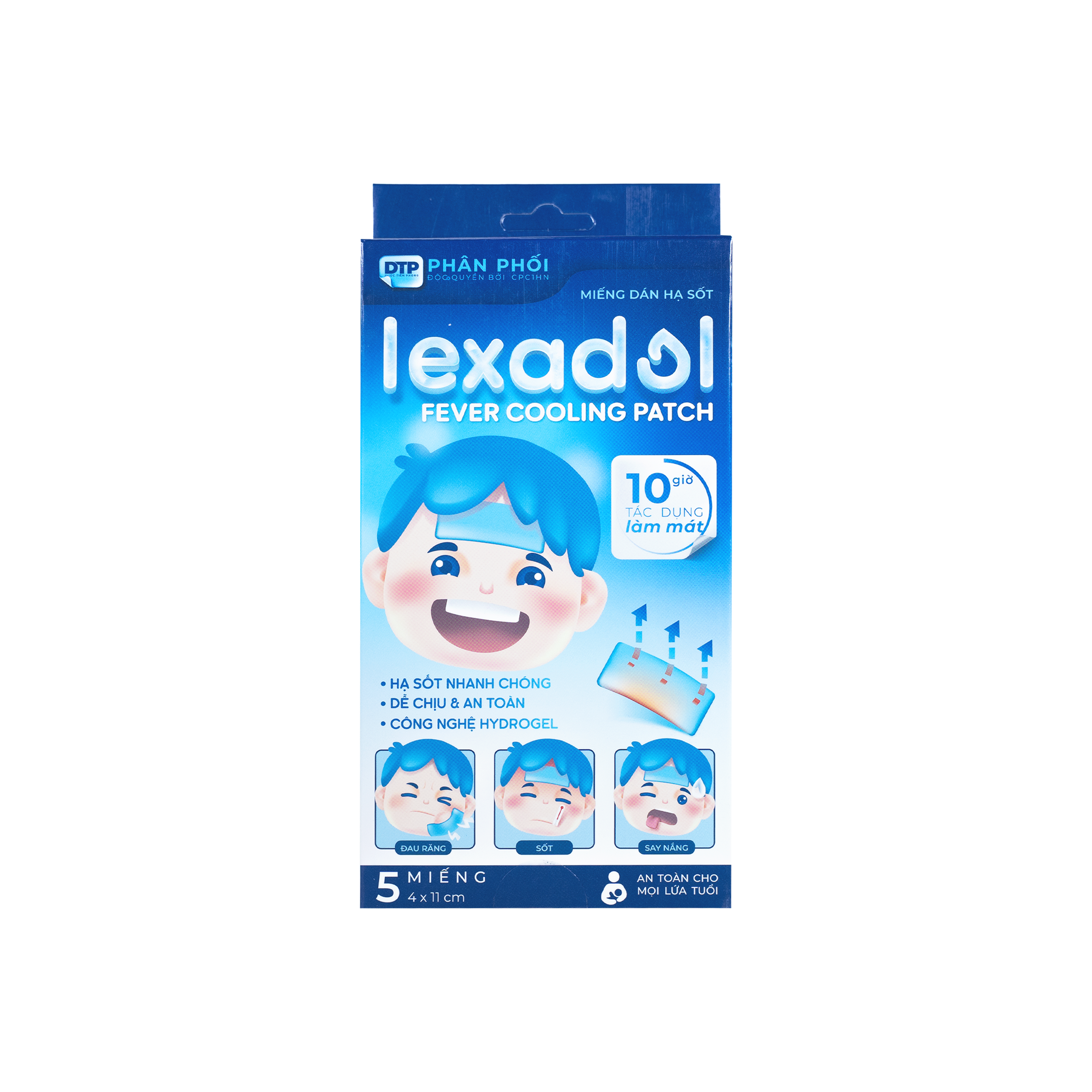 Miếng Dán Hạ Sốt Lexadol Tác Dụng Lên Đến 10h, Công Nghệ Hydrogel Giúp Bé Hạ Sốt Nhanh, An Toàn (Hộp 5 miếng)