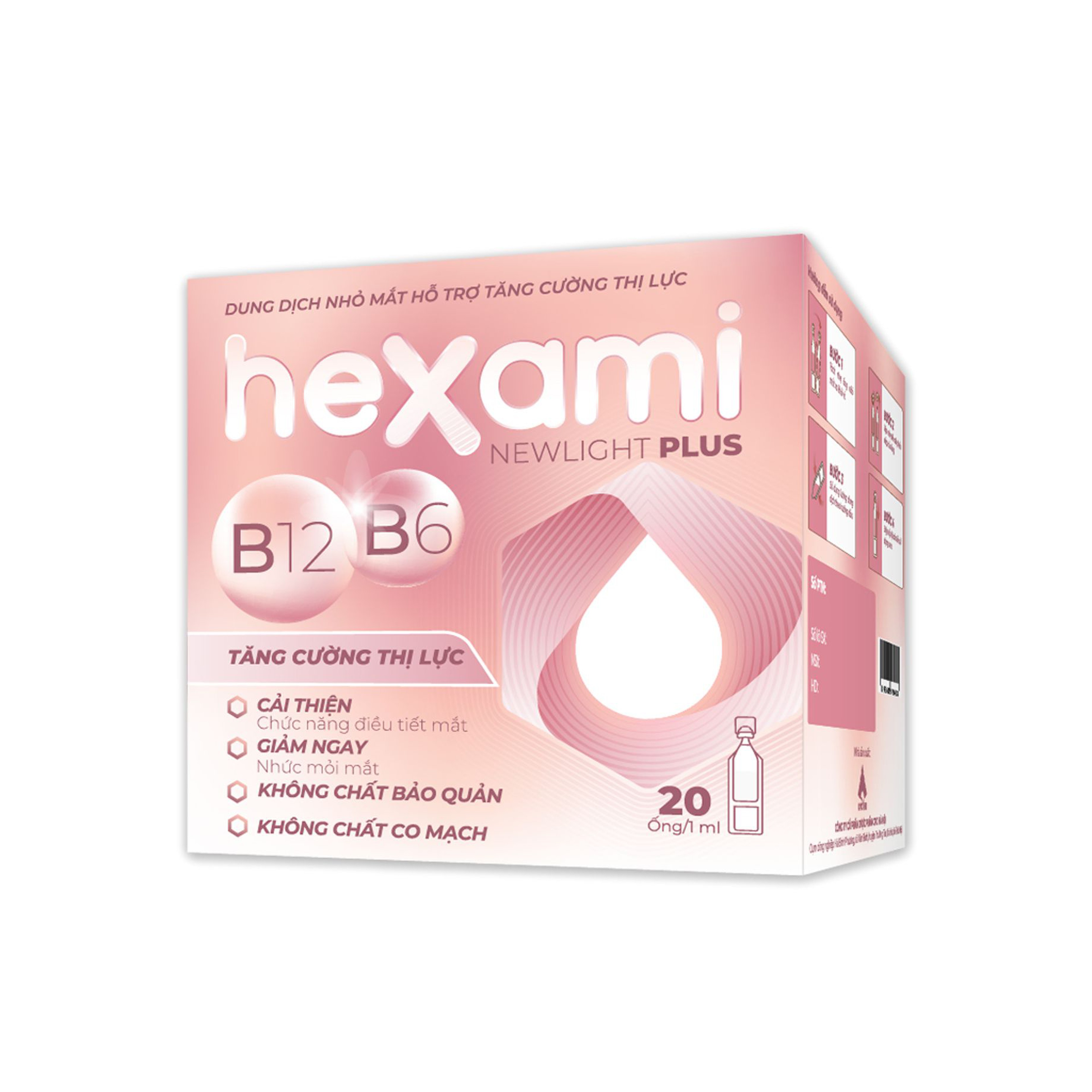 Nhỏ mắt Hexami Newlight Plus Eye Drops Giảm Khô Mắt, Cải Thiện Điều Tiết & Bảo Vệ Mắt Trong Thời Đại Số (Hộp 4 Vỉ x 5 Tép)