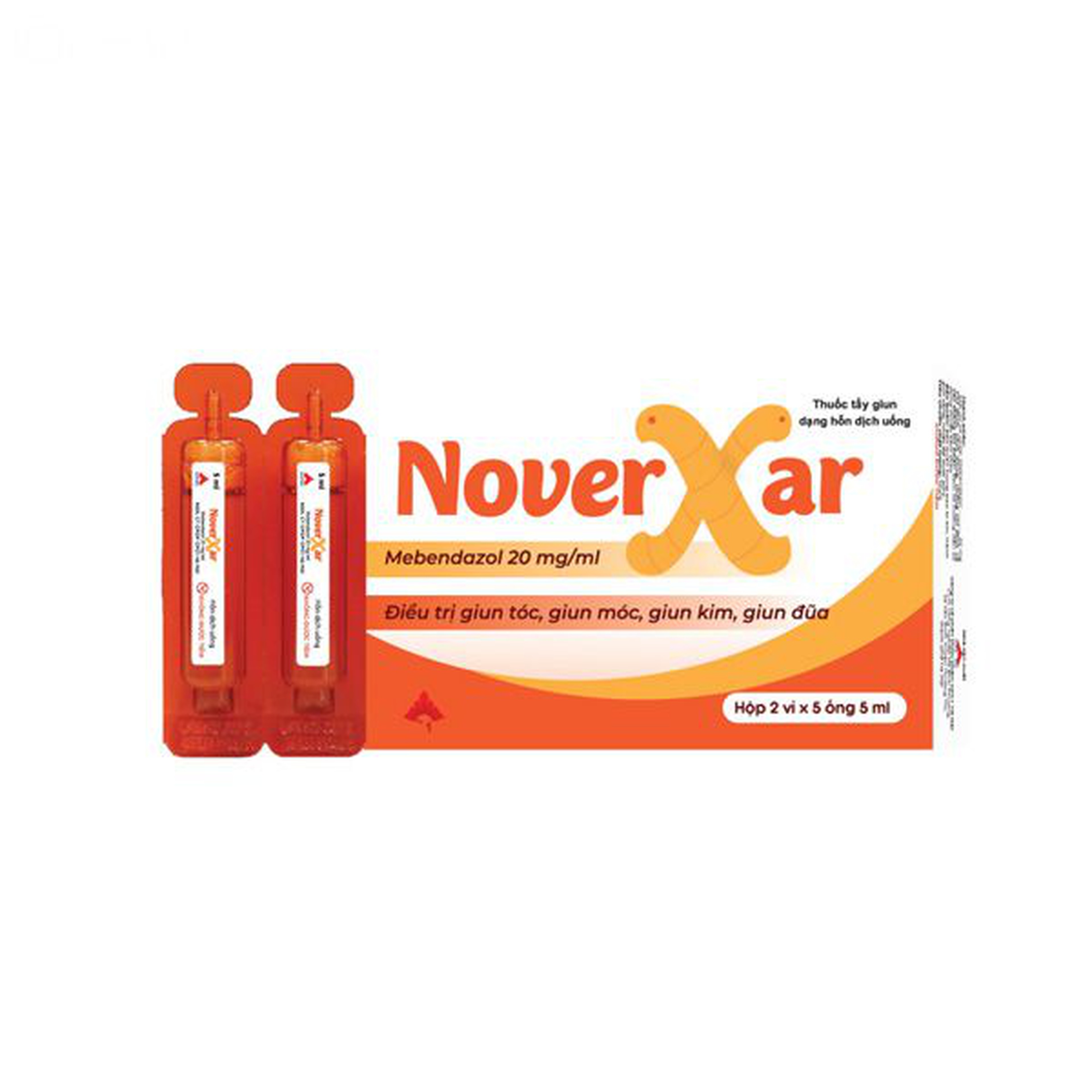 NoverXar  Tiêu diệt giun, hỗ trợ tiêu hóa (Hộp 10 ống)