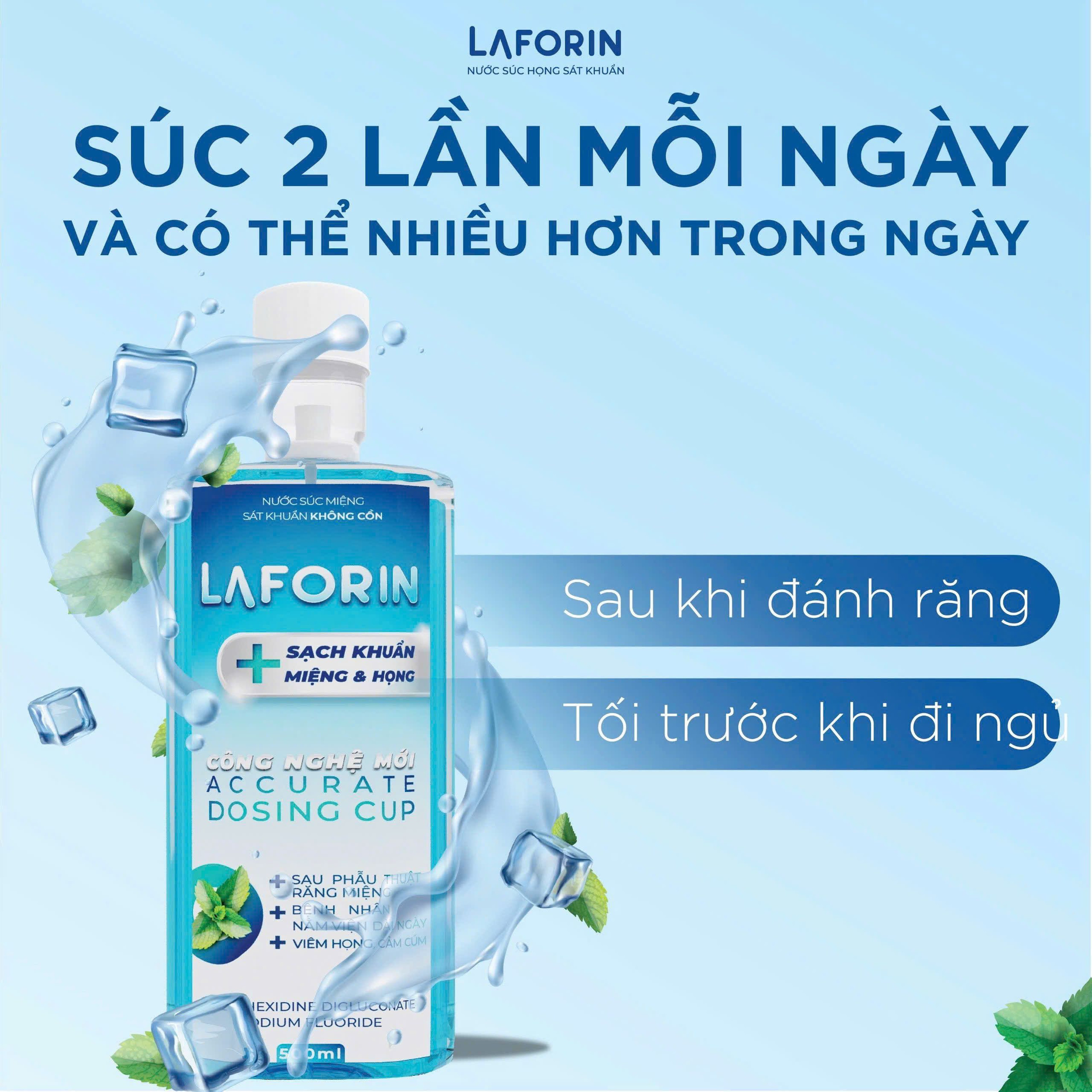 Nước Súc Miệng Laforin Diệt 99% Vi Khuẩn, Ngăn Ngừa Viêm Nướu, Hôi Miệng, Chảy Máu Chân Răng (Lọ 500ml)
