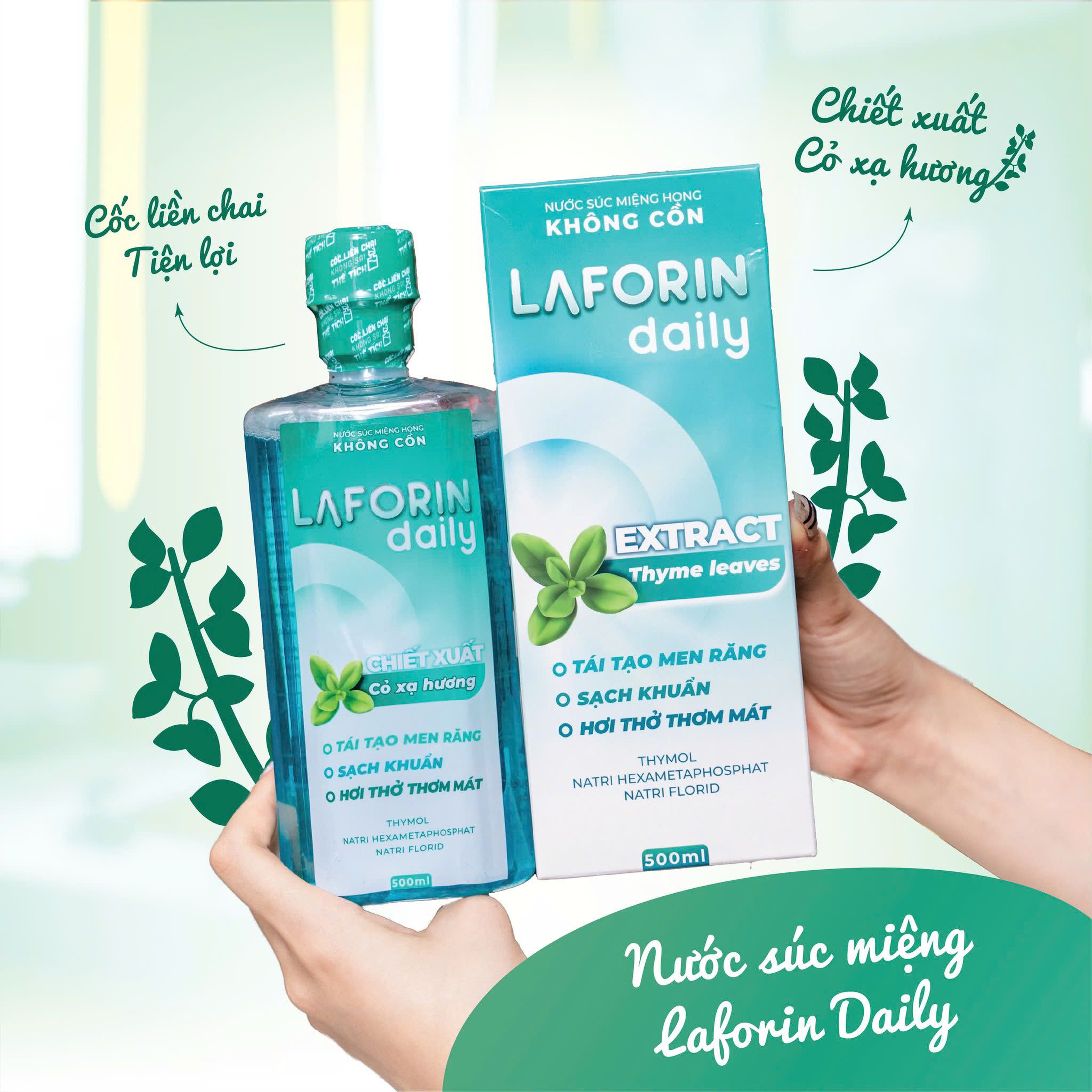 Nước Súc Miệng Laforin Daily Không Cồn, Trắng Răng (Chai 500ml)