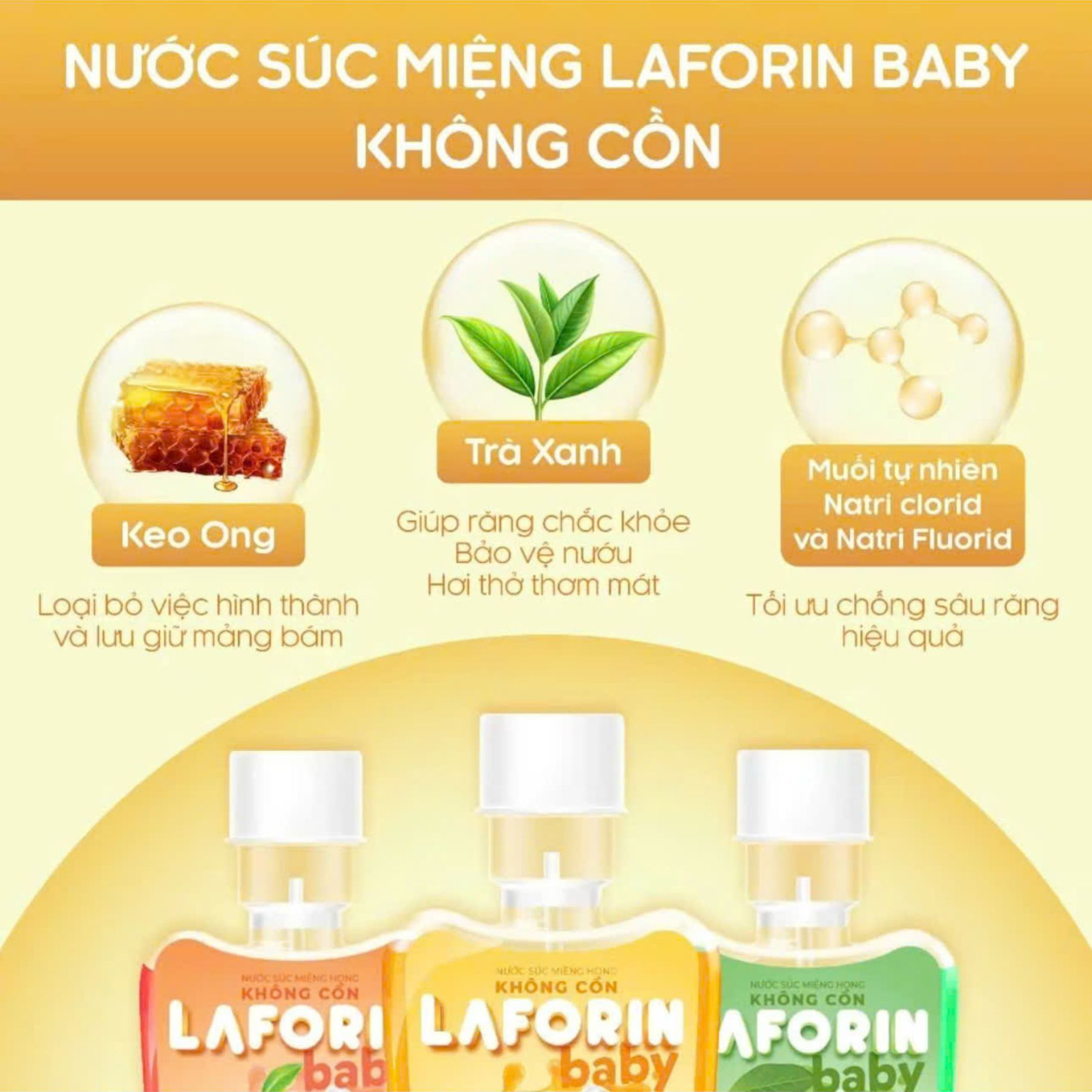 Nước Súc Miệng Laforin Baby Hương Cam Đào Ổi Vệ Sinh Răng Miệng Cho Bé (Chai 350 ml) 