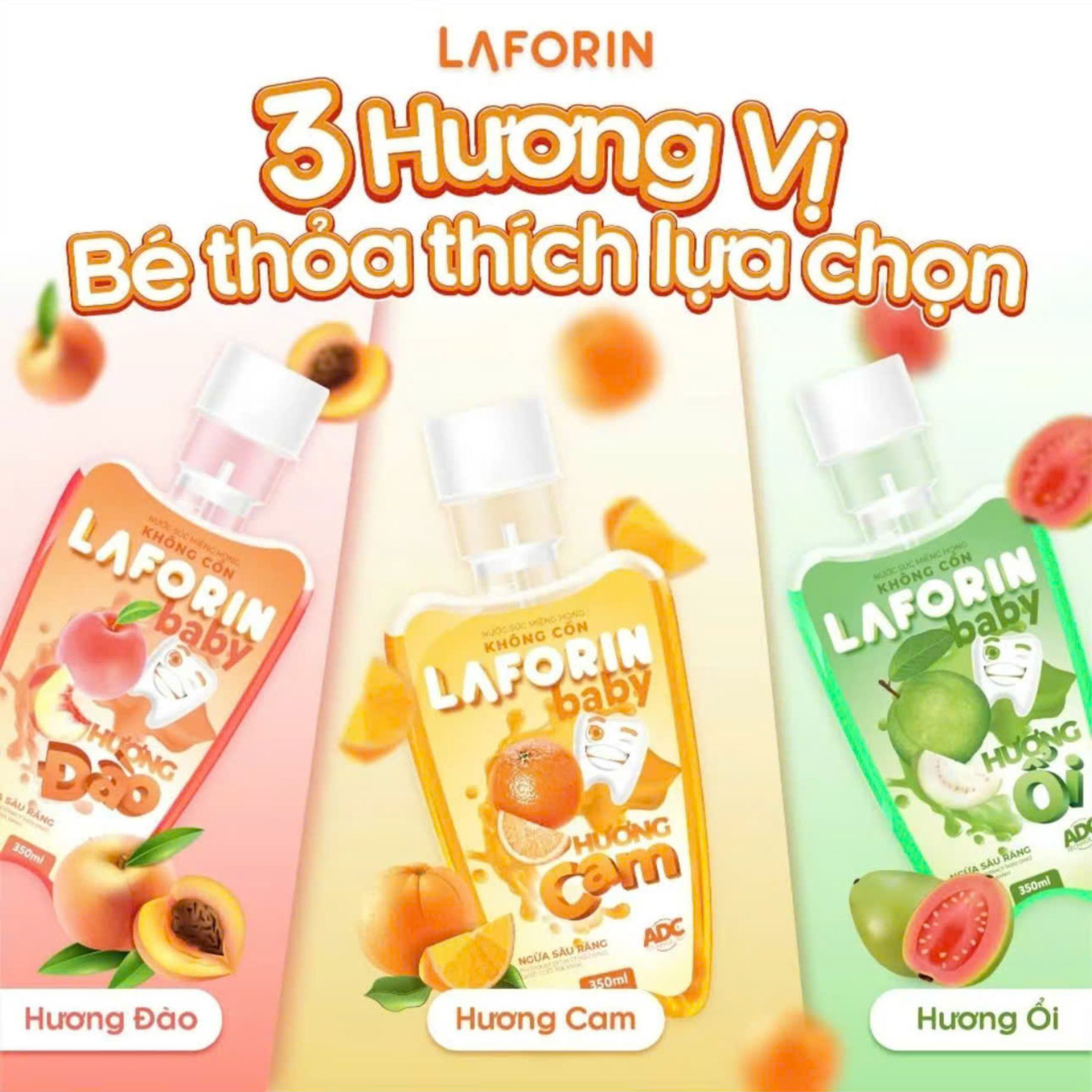 Nước súc miệng Laforin Baby chăm sóc răng miệng và ngừa sâu răng (chai 350ml)