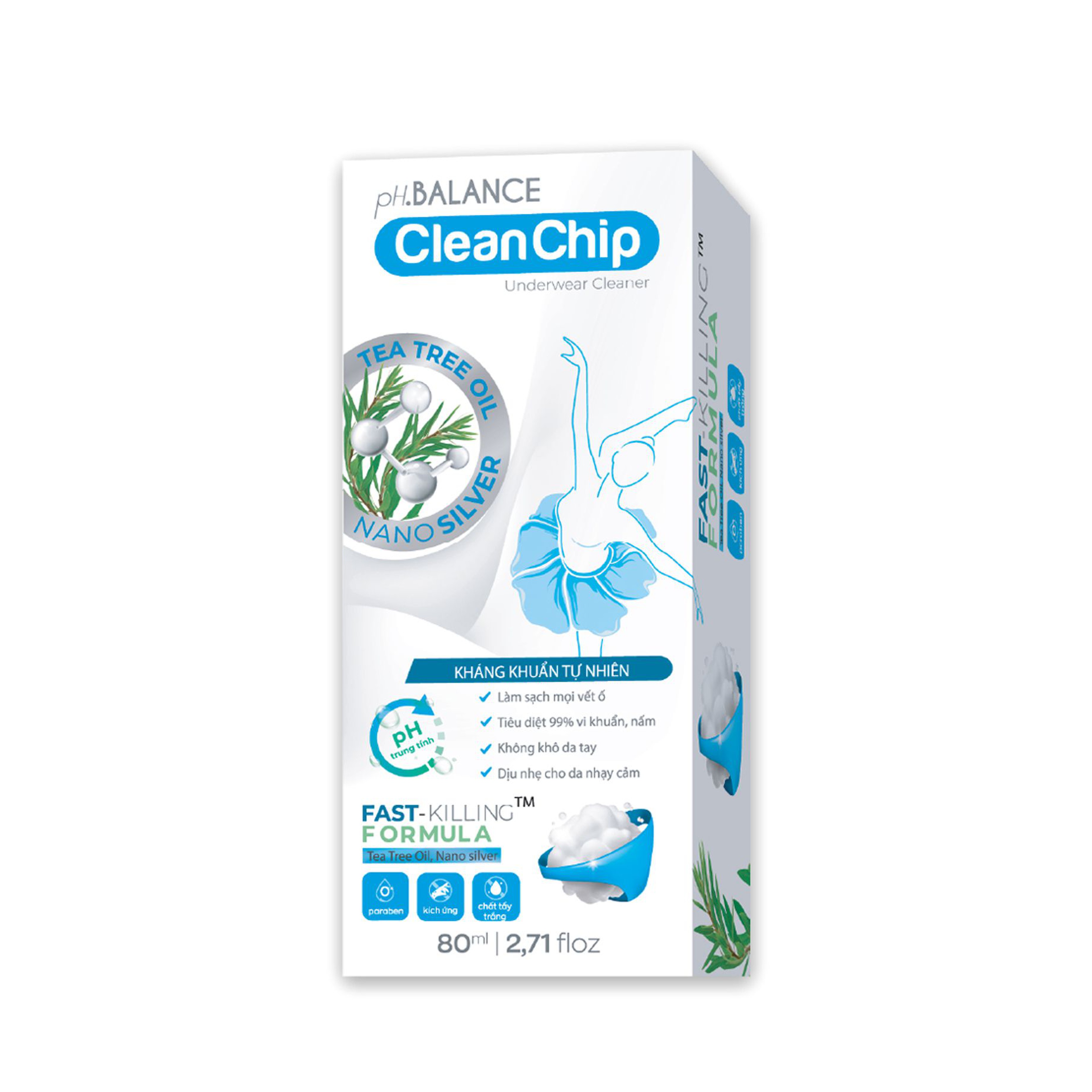 pH Balance Clean Chip làm sạch mọi vết ố, hạn chế nấm khuẩn, an toàn cho da (Chai 80ml)