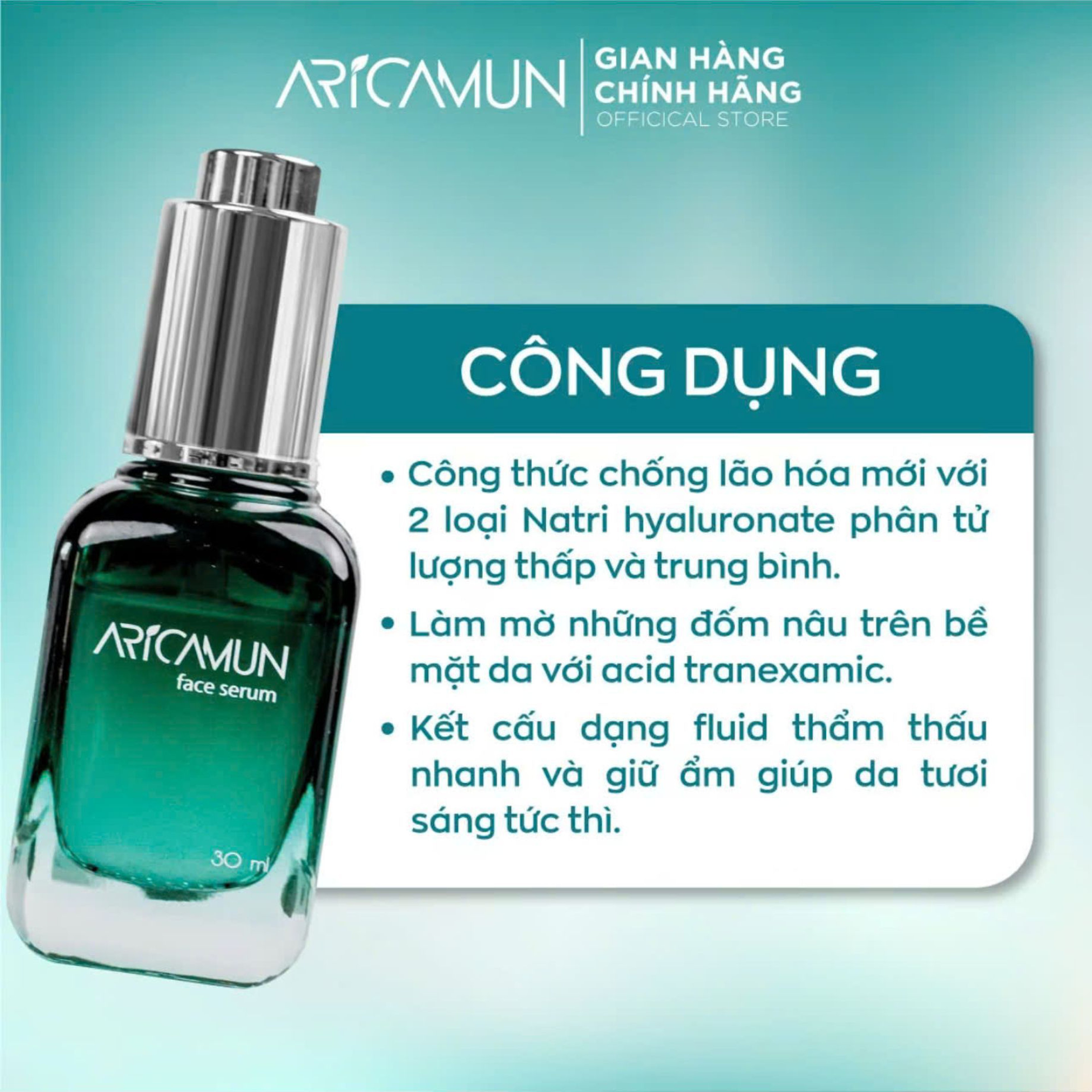 Serum dưỡng ẩm Aricamun cấp nước và hỗ trợ phục hồi da (30ml)