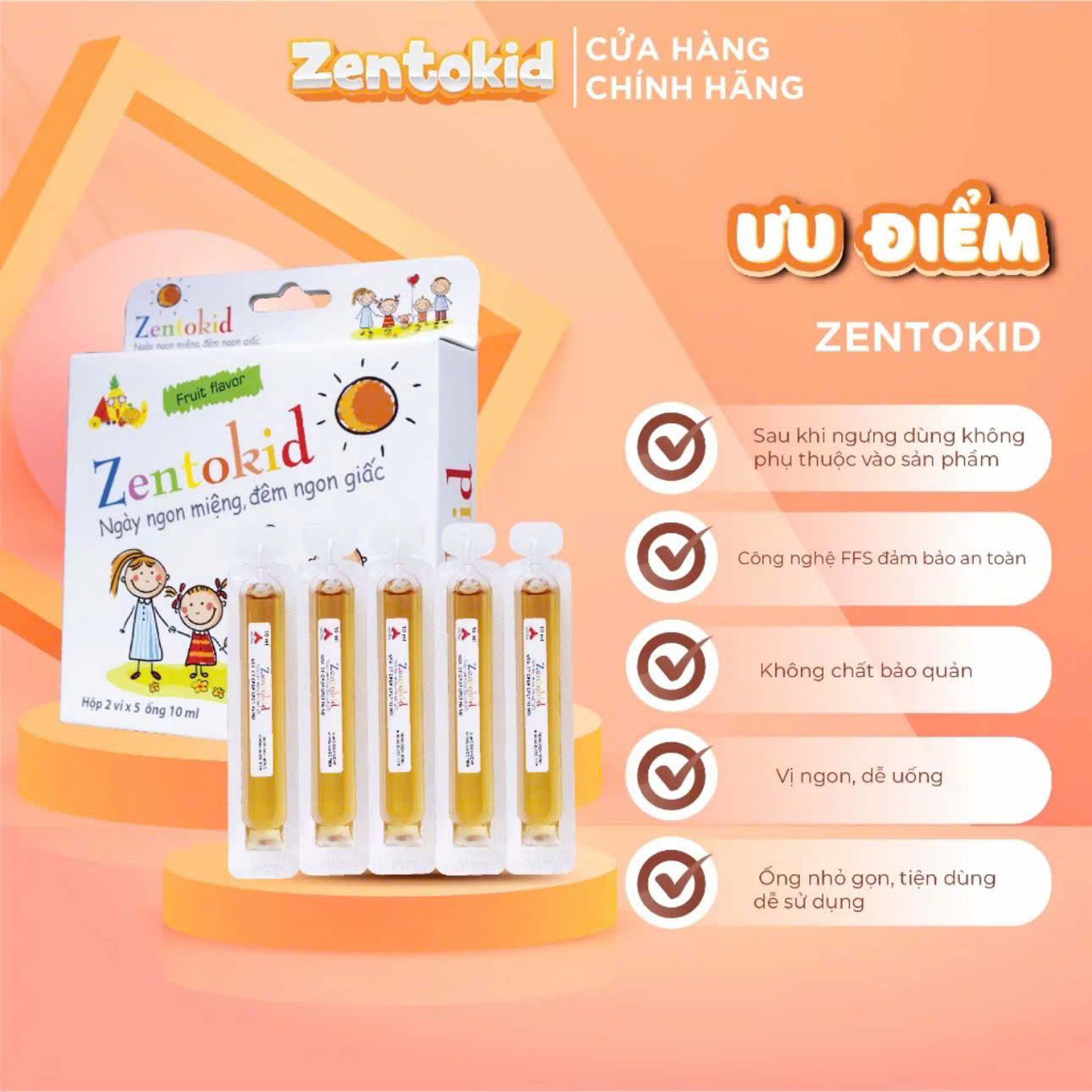 Siro Zentokid Hỗ Trợ Bé Ăn Ngon Miệng, Tiêu Hoá Tốt (Hộp 10 Ống x 10ml)