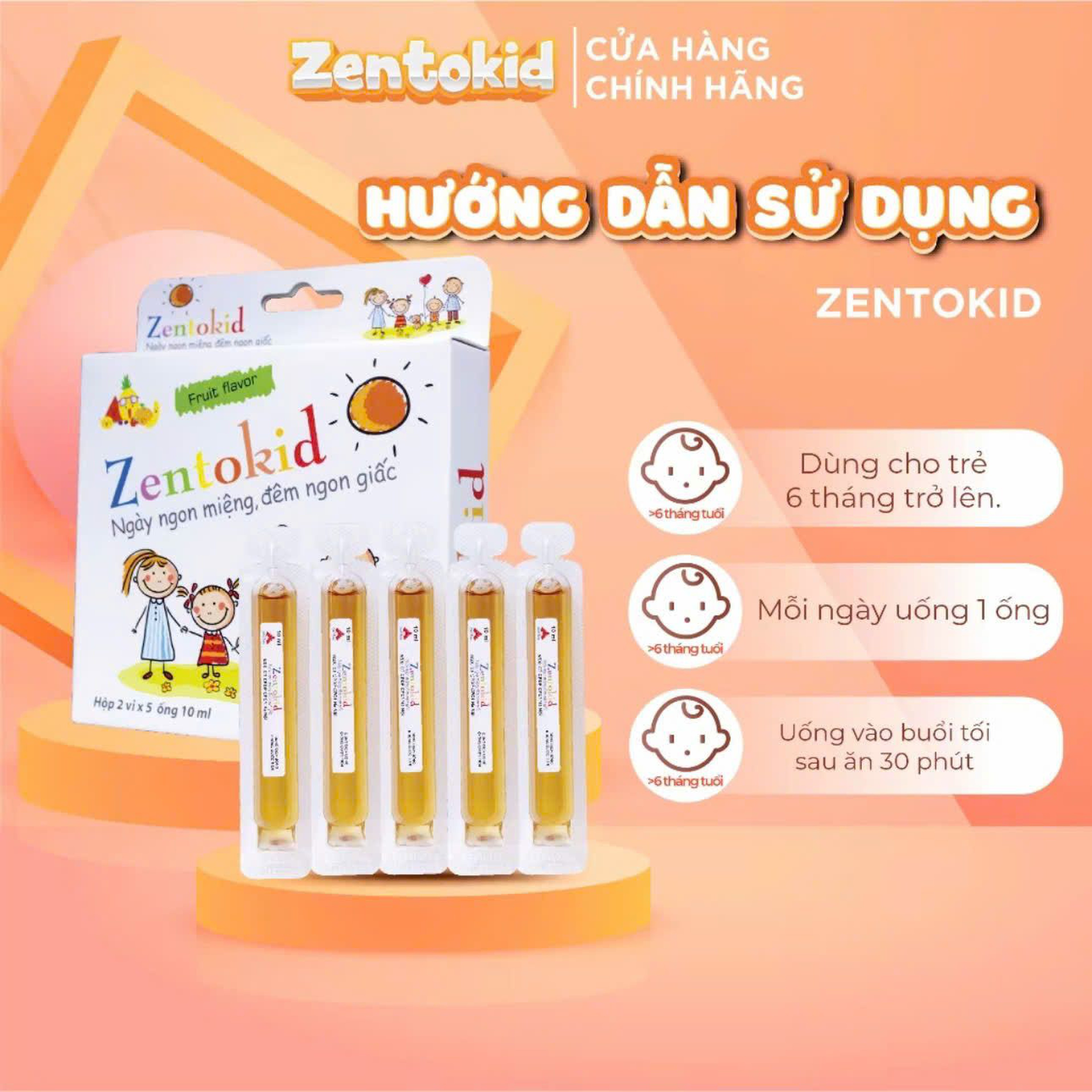 Siro Zentokid Hỗ Trợ Bé Ăn Ngon Miệng, Tiêu Hoá Tốt (Hộp 10 Ống x 10ml)