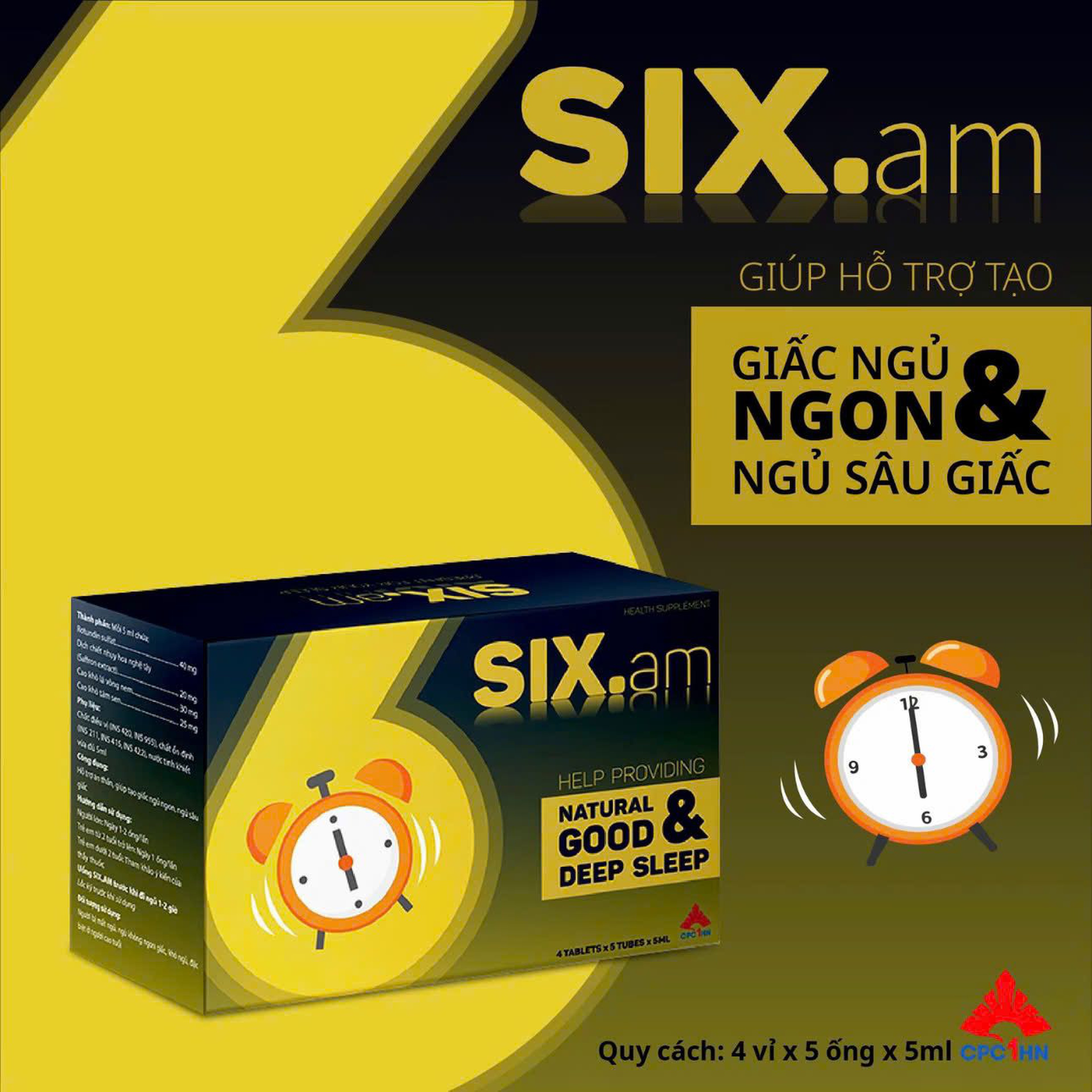 Six.am Giúp Hỗ Trợ Tạo Giấc Ngủ Ngon Và Ngủ Sâu Giấc (Hộp 4 vỉ x 5 ống)