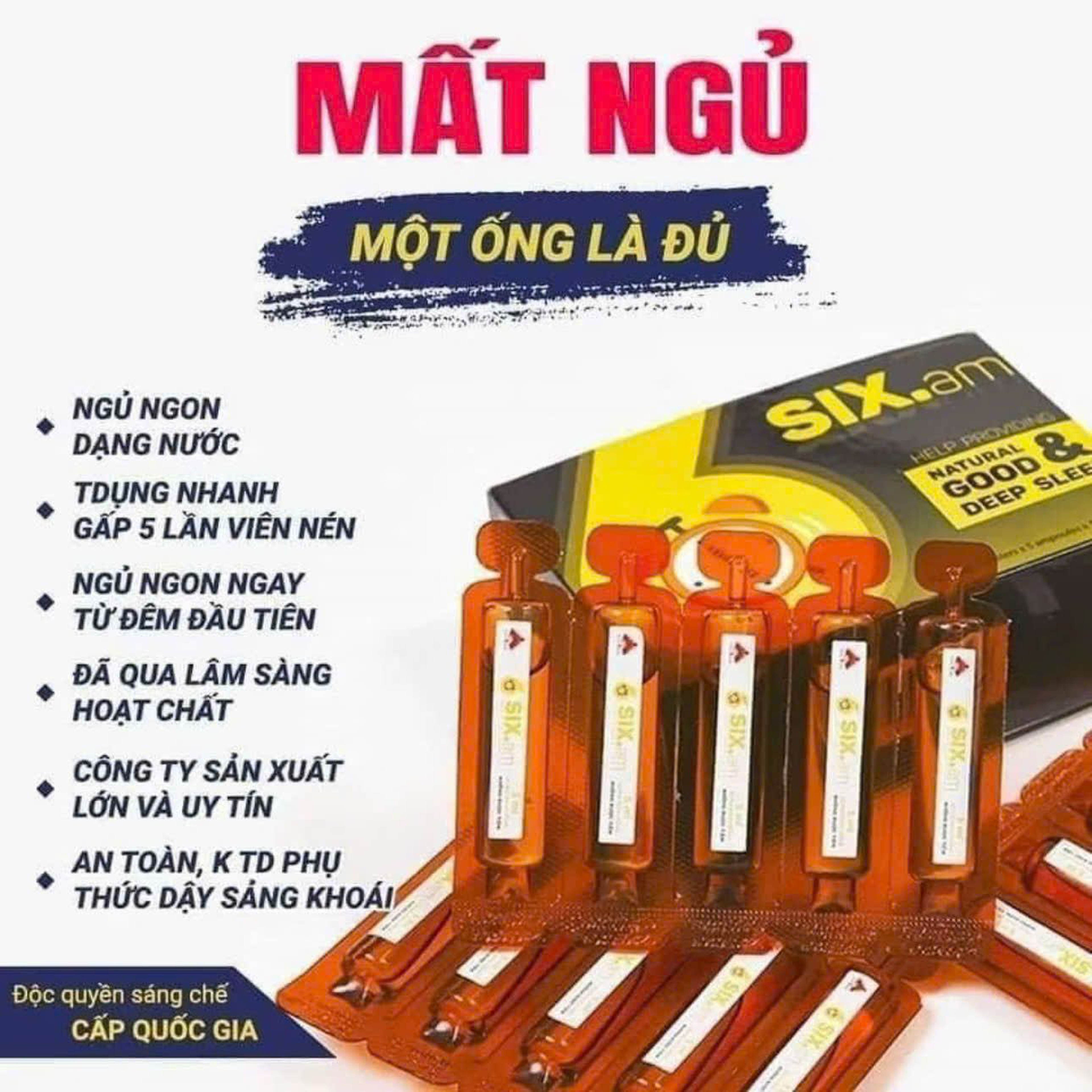 Six.am Giúp Hỗ Trợ Tạo Giấc Ngủ Ngon Và Ngủ Sâu Giấc (Hộp 4 vỉ x 5 ống)