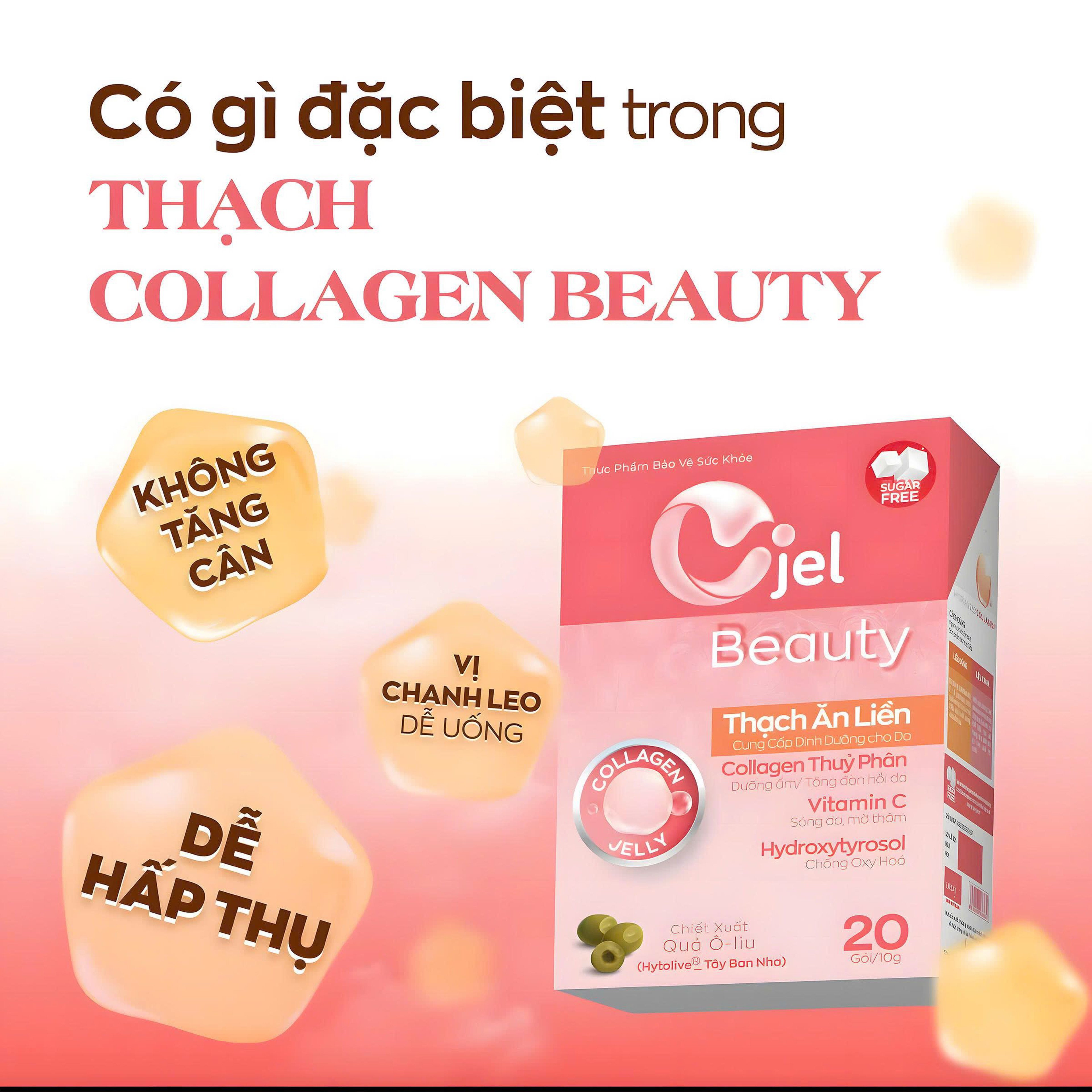 Thạch collagen Cjel Beauty tăng cường độ ẩm và đàn hồi cho da (Hộp 20 gói x 15g)