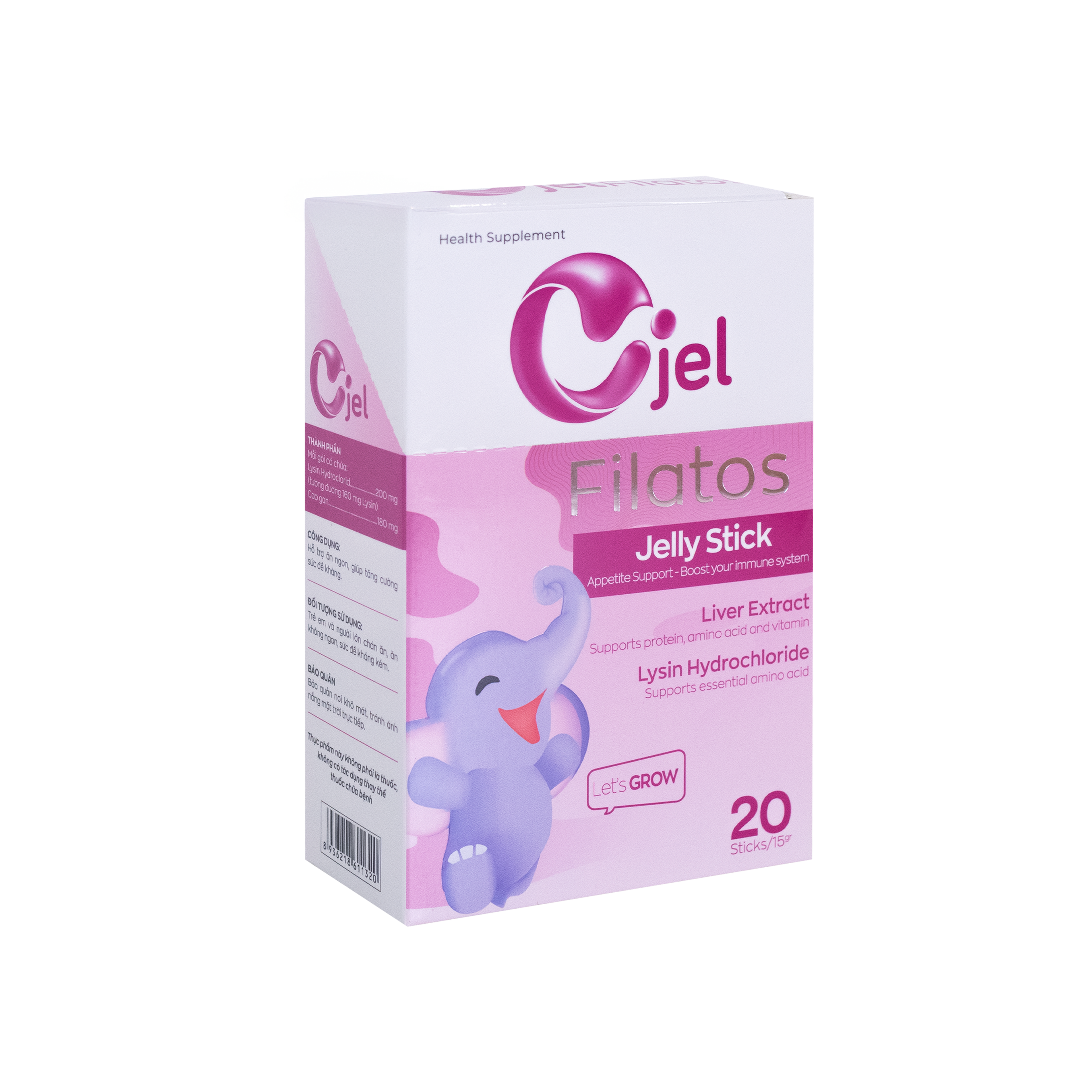 Thạch ăn liền Cjel Filatos Tăng Cường Đề Kháng, Hỗ Trợ Ăn Ngon, Tăng Sức Đề Kháng Cho Bé (Hộp 20 Gói x15g)