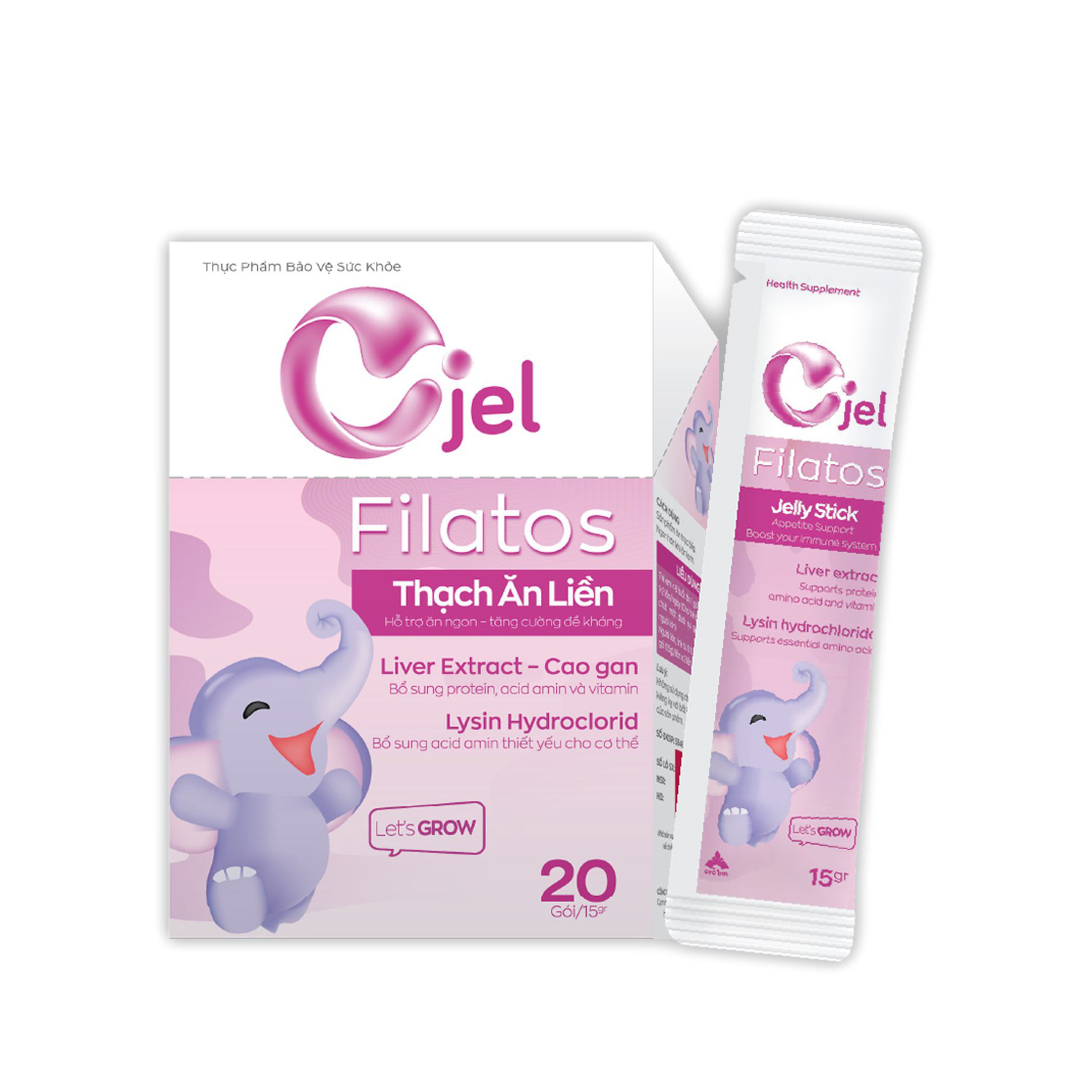 Thạch ăn liền Cjel Filatos Hỗ Trợ Ăn Ngon & Tăng Cường Sức Đề Kháng Cho Bé (Hộp 20 Gói x15g)