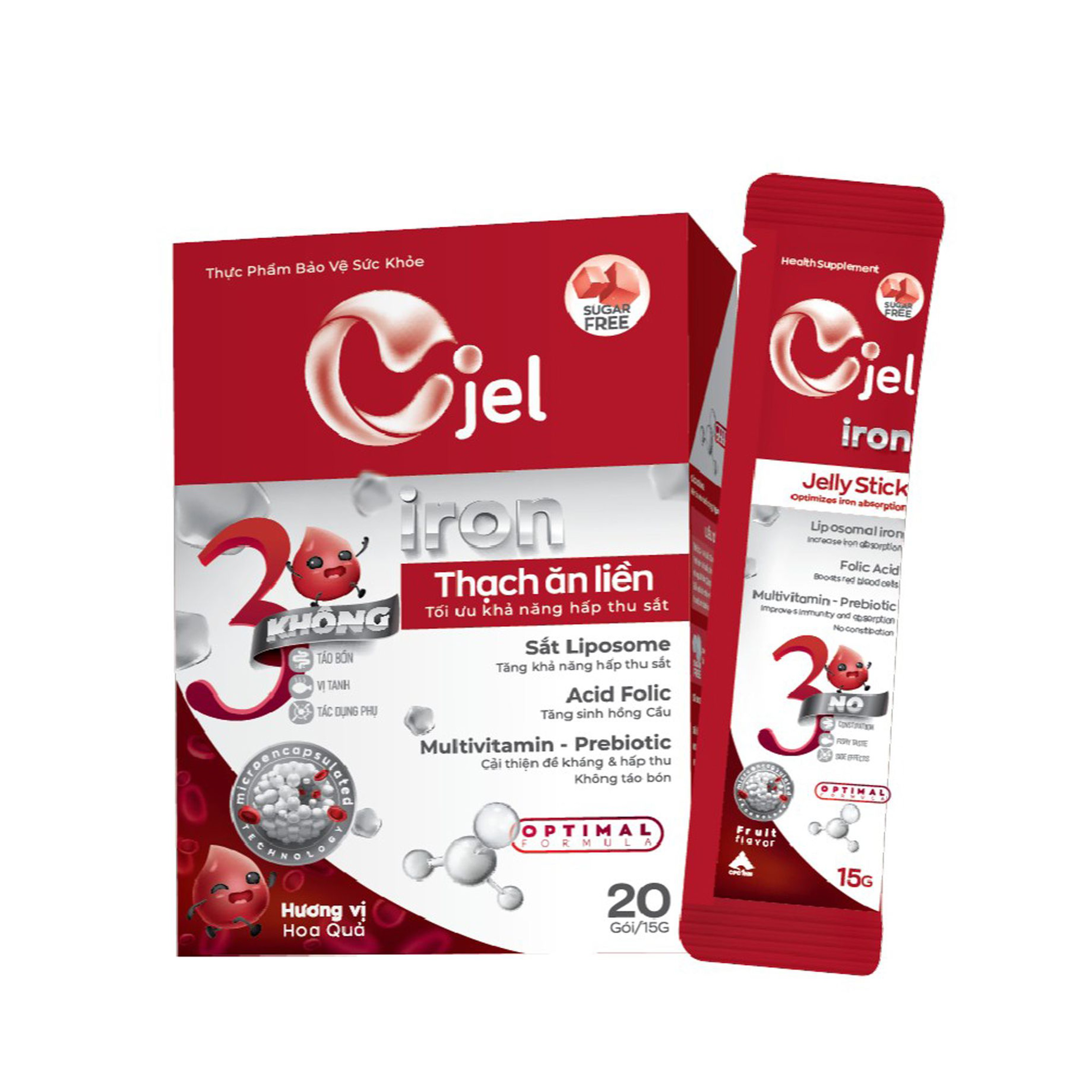 Thạch Ăn Liền Cjel Iron Bổ Sung Sắt, Acid Folic & Vitamin B12 Hỗ Trợ Ngừa Thiếu Máu (Hộp 20 Gói)