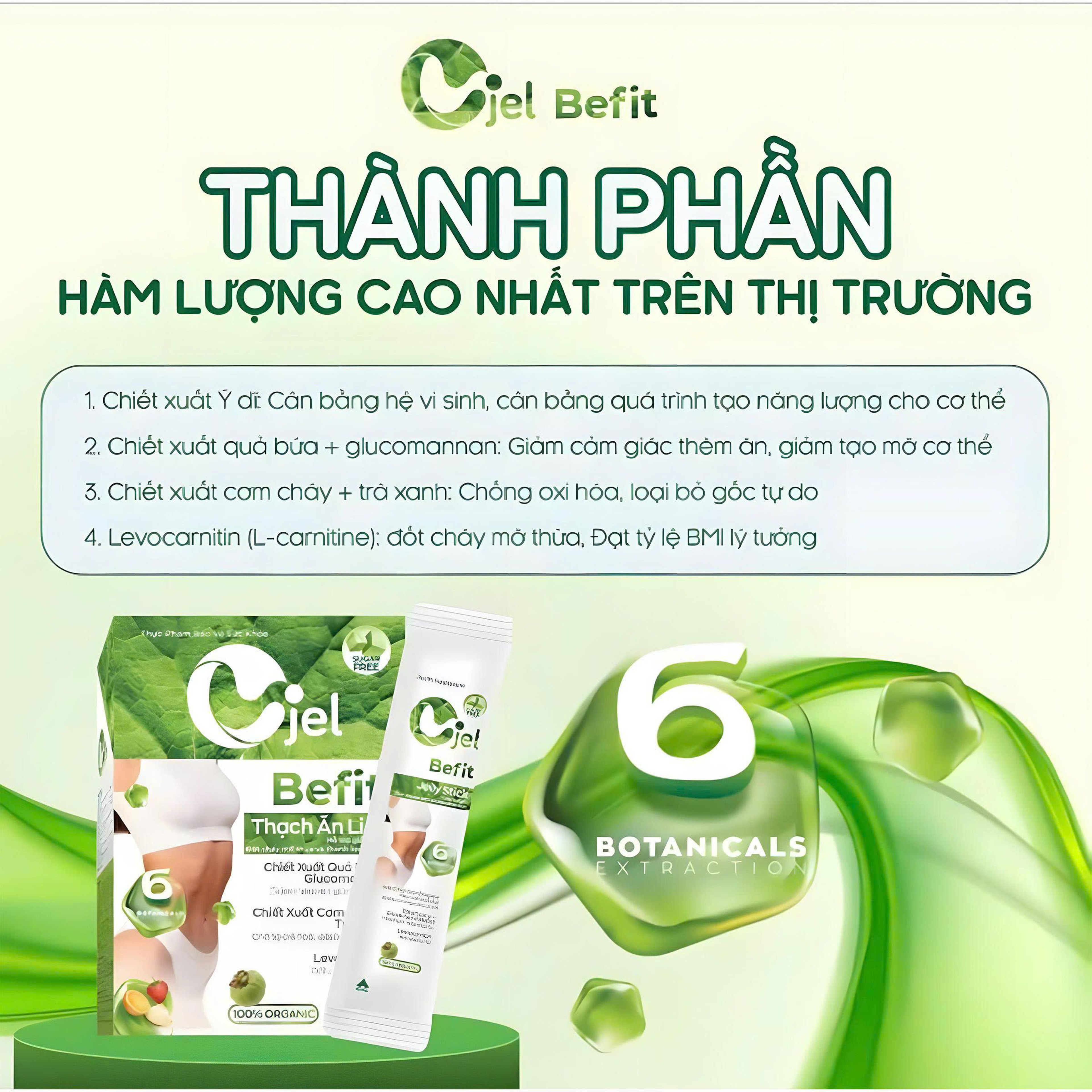 Thạch Cjel Befit hỗ trợ giảm béo,thanh lọc cơ thể an toàn (Hộp 20 gói)