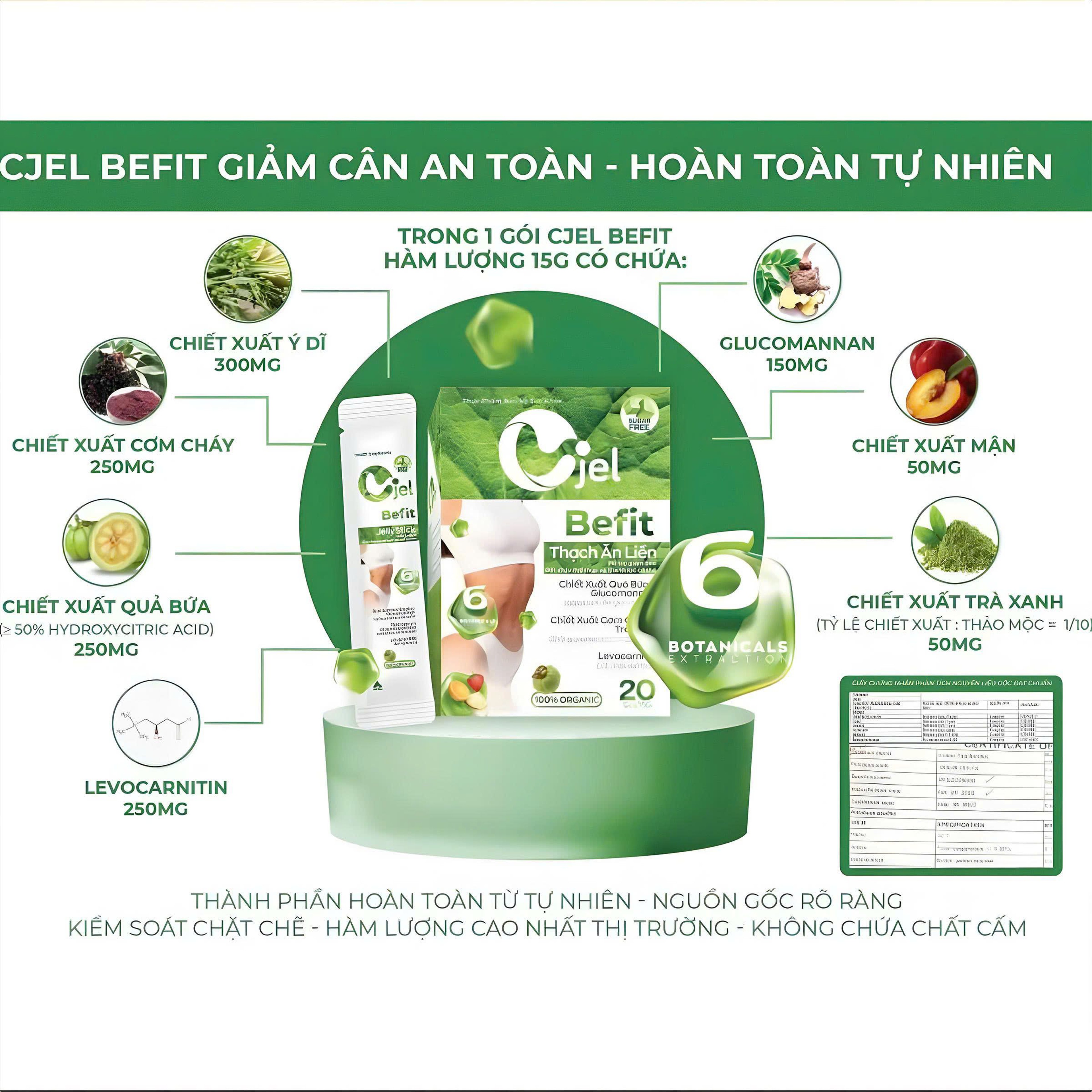 Thạch Cjel Befit hỗ trợ giảm béo,thanh lọc cơ thể an toàn (Hộp 20 gói)