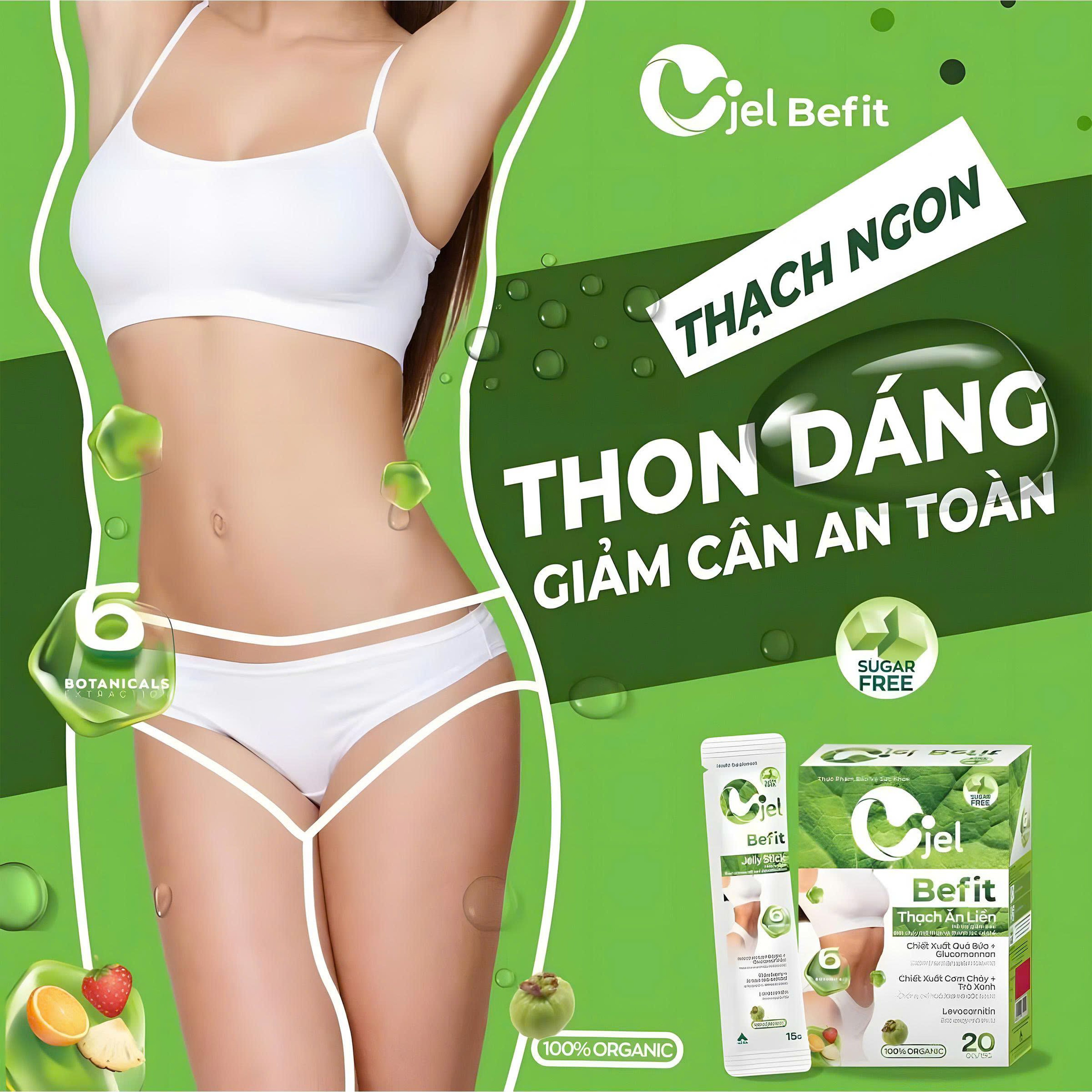 Thạch Cjel Befit hỗ trợ giảm béo,thanh lọc cơ thể an toàn (Hộp 20 gói)